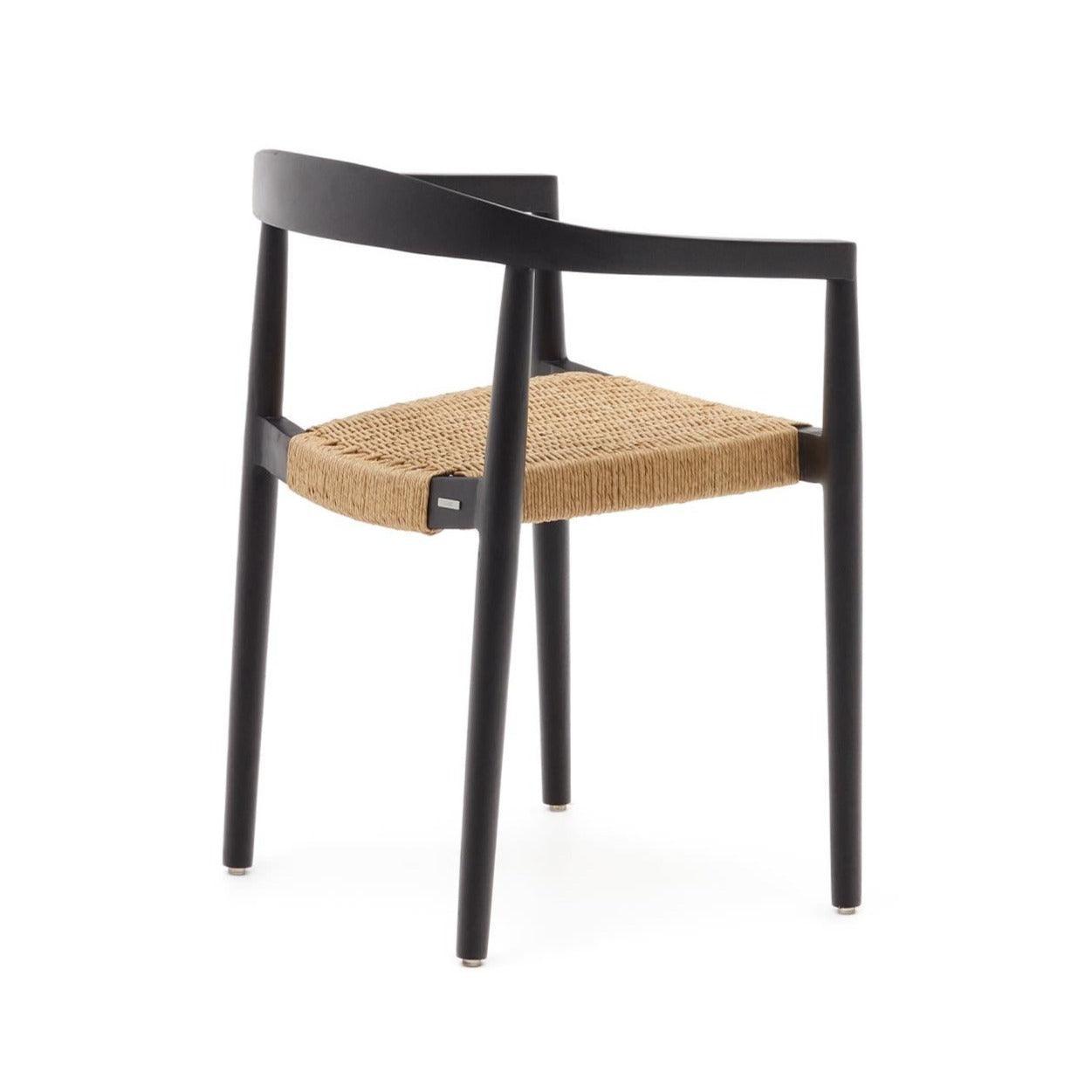Krzesło ogrodowe YDALIA czarne drewno tekowe z beżową liną La Forma Eye on Design