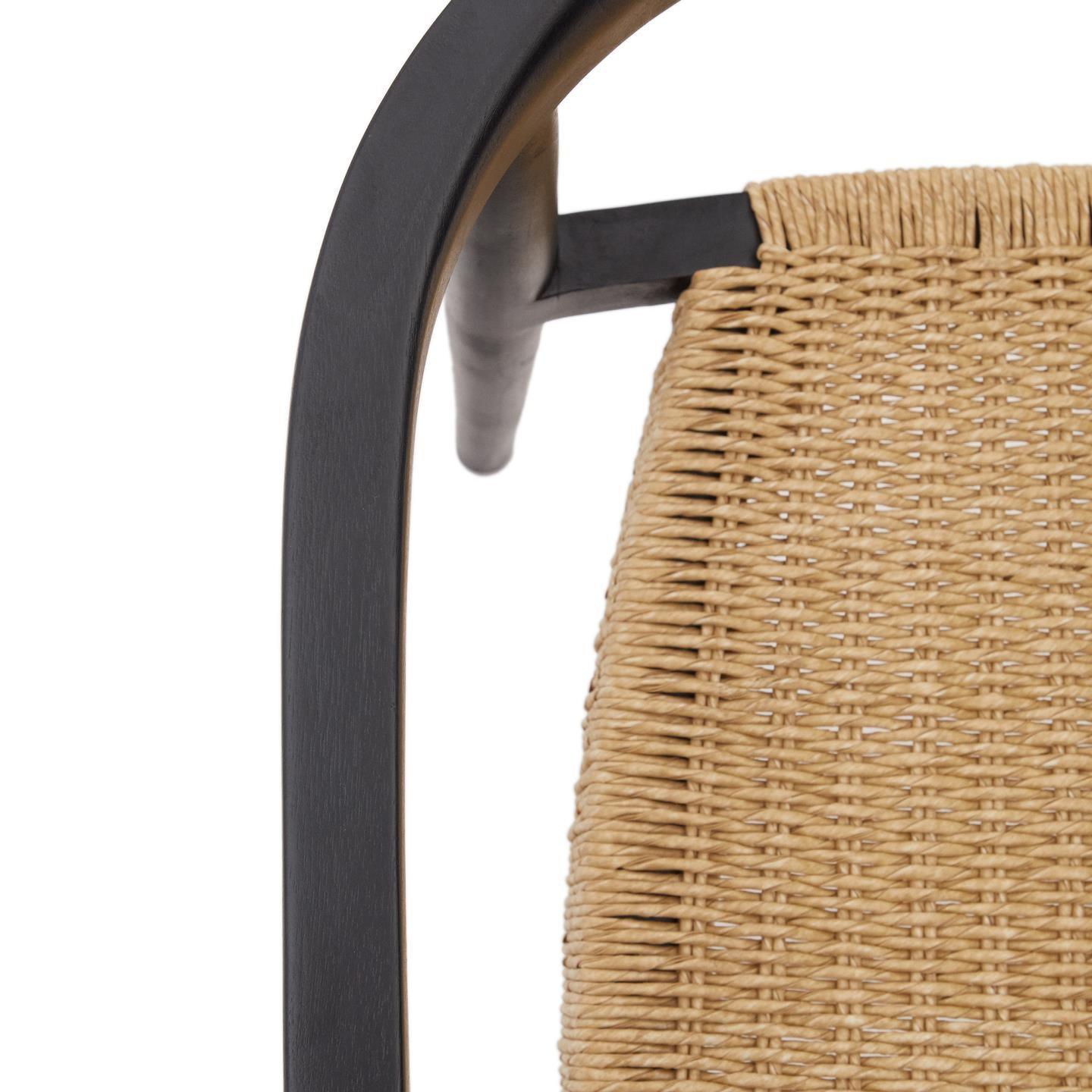 Krzesło ogrodowe YDALIA czarne drewno tekowe z beżową liną La Forma Eye on Design