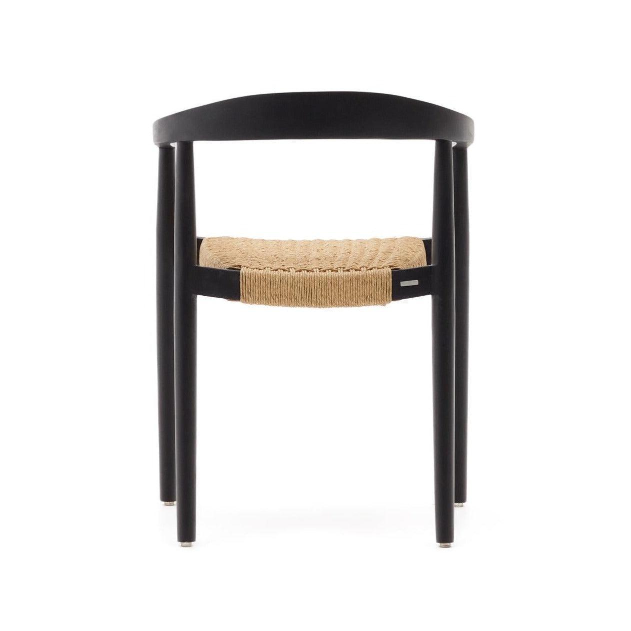 Krzesło ogrodowe YDALIA czarne drewno tekowe z beżową liną La Forma Eye on Design