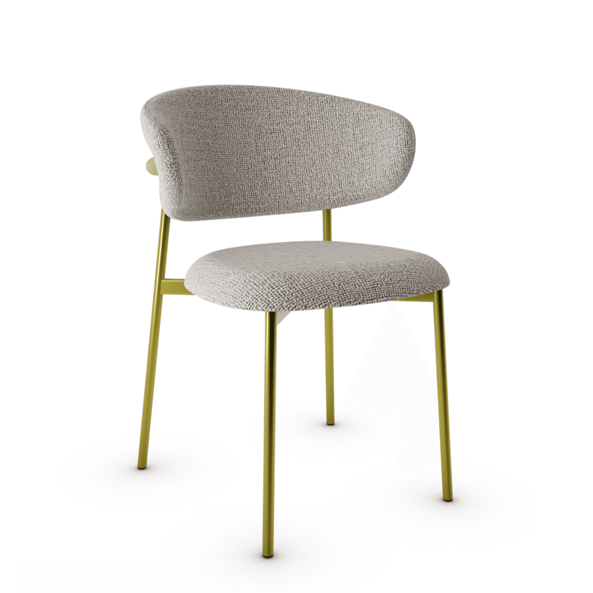 Krzesło OLEANDRO boucle beżowy z metalową podstawą Calligaris metalowa polerowany mosiądz Eye on Design