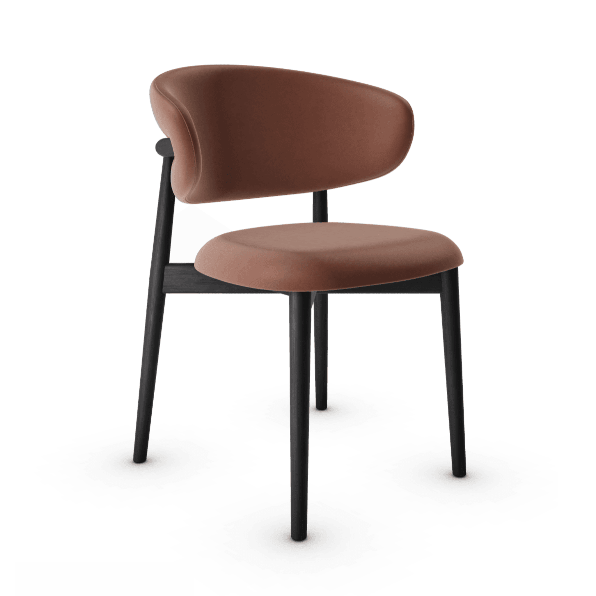 Krzesło OLEANDRO brązowa ekoskóra z drewnianą podstawą Calligaris drewniana matowa czerń Eye on Design