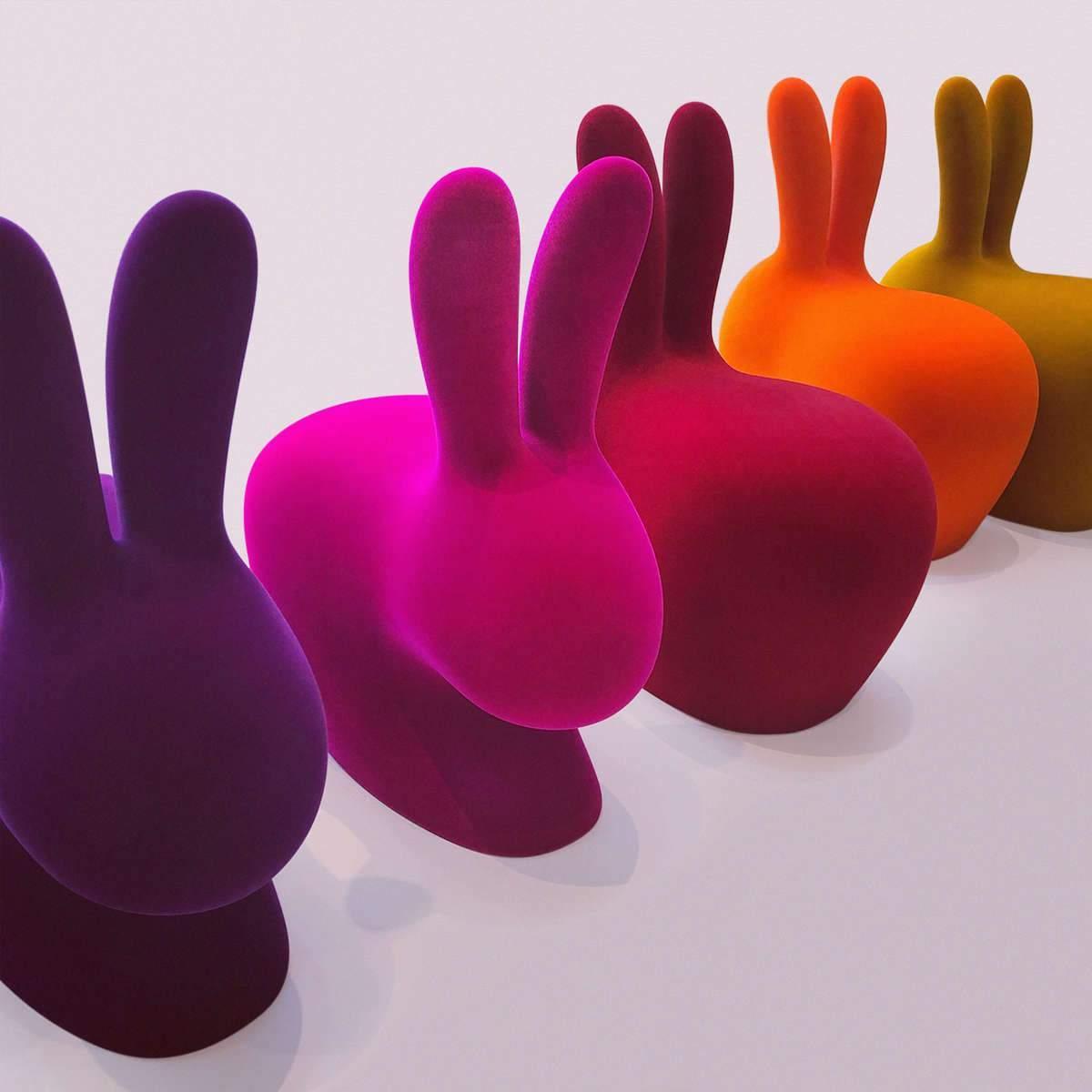 Krzesło RABBIT VELVET musztardowy Qeeboo Eye on Design