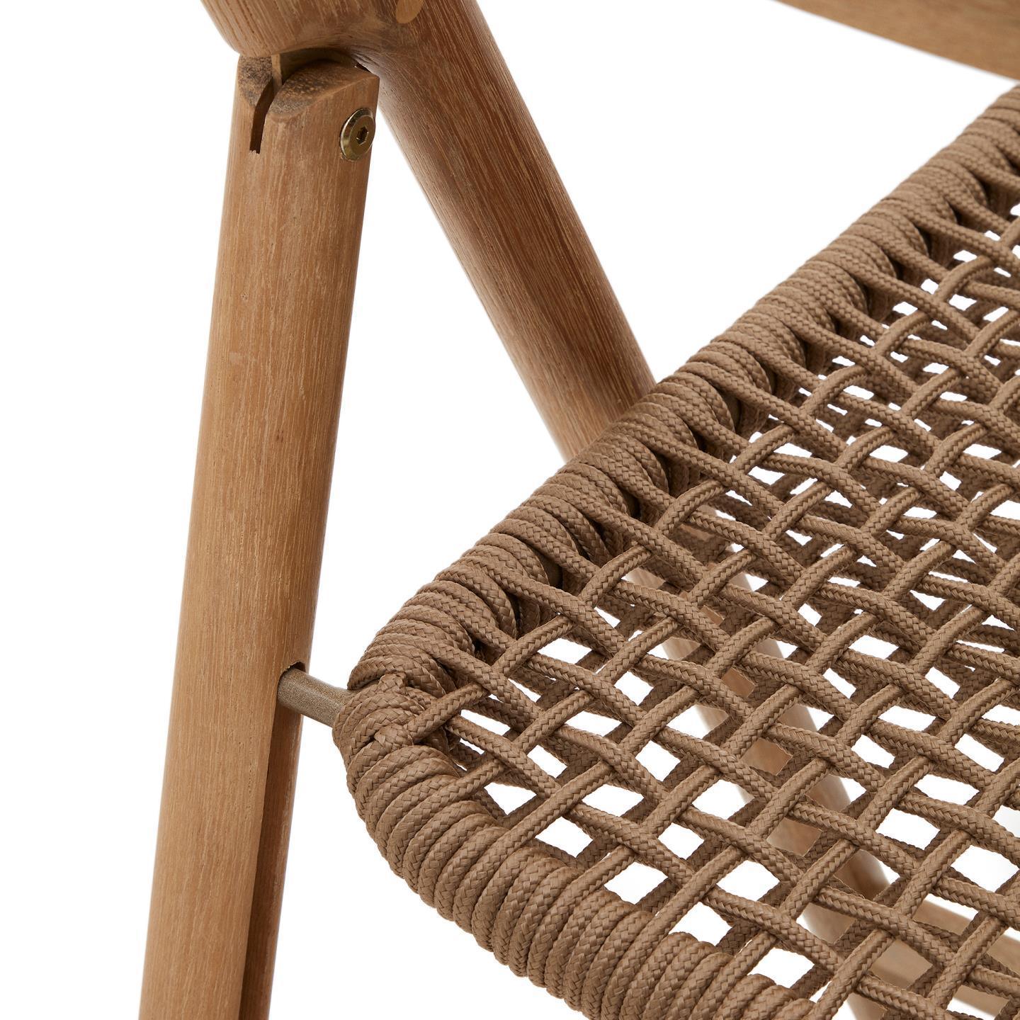 Krzesło składane DANDARA lite drewno akacjowe z beżowym siedziskiem La Forma Eye on Design