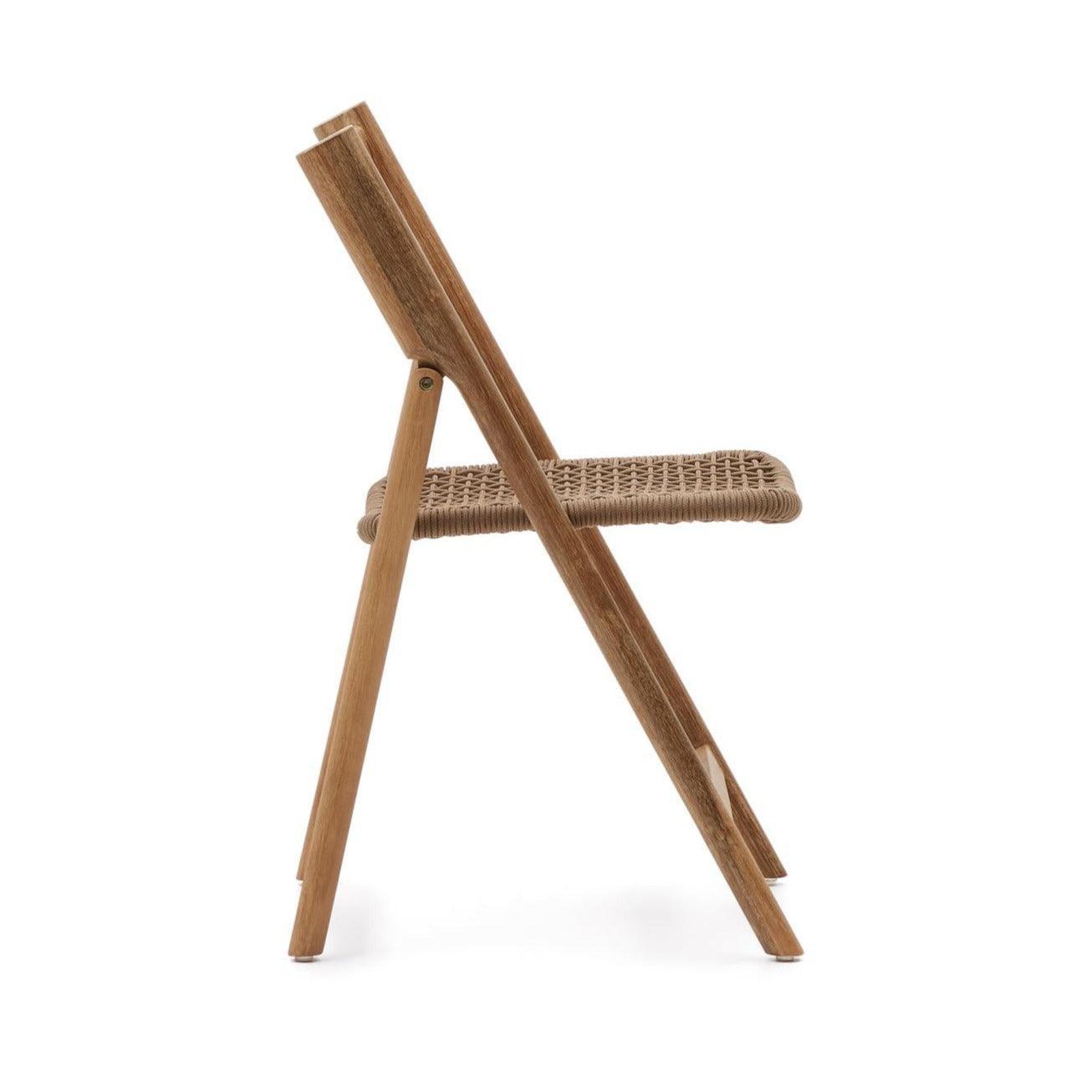 Krzesło składane DANDARA lite drewno akacjowe z beżowym siedziskiem La Forma Eye on Design