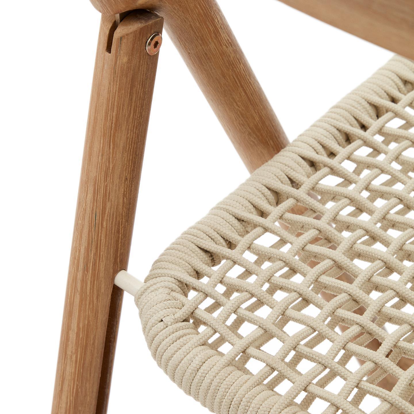 Krzesło składane DANDARA lite drewno akacjowe z kremowym siedziskiem La Forma Eye on Design