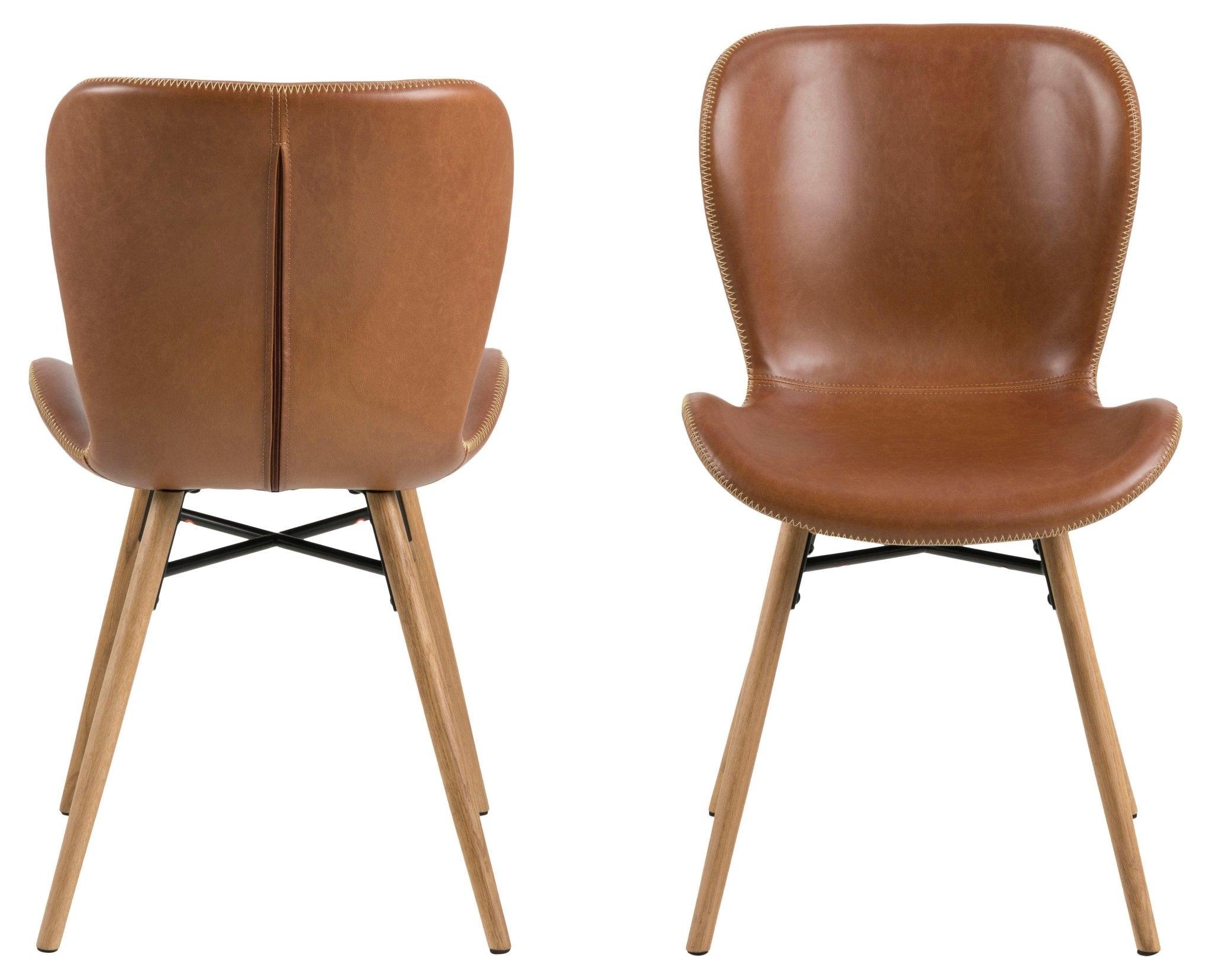 Krzesło skórzane BJORN brandy z jasną podstawą Home Essentials Eye on Design