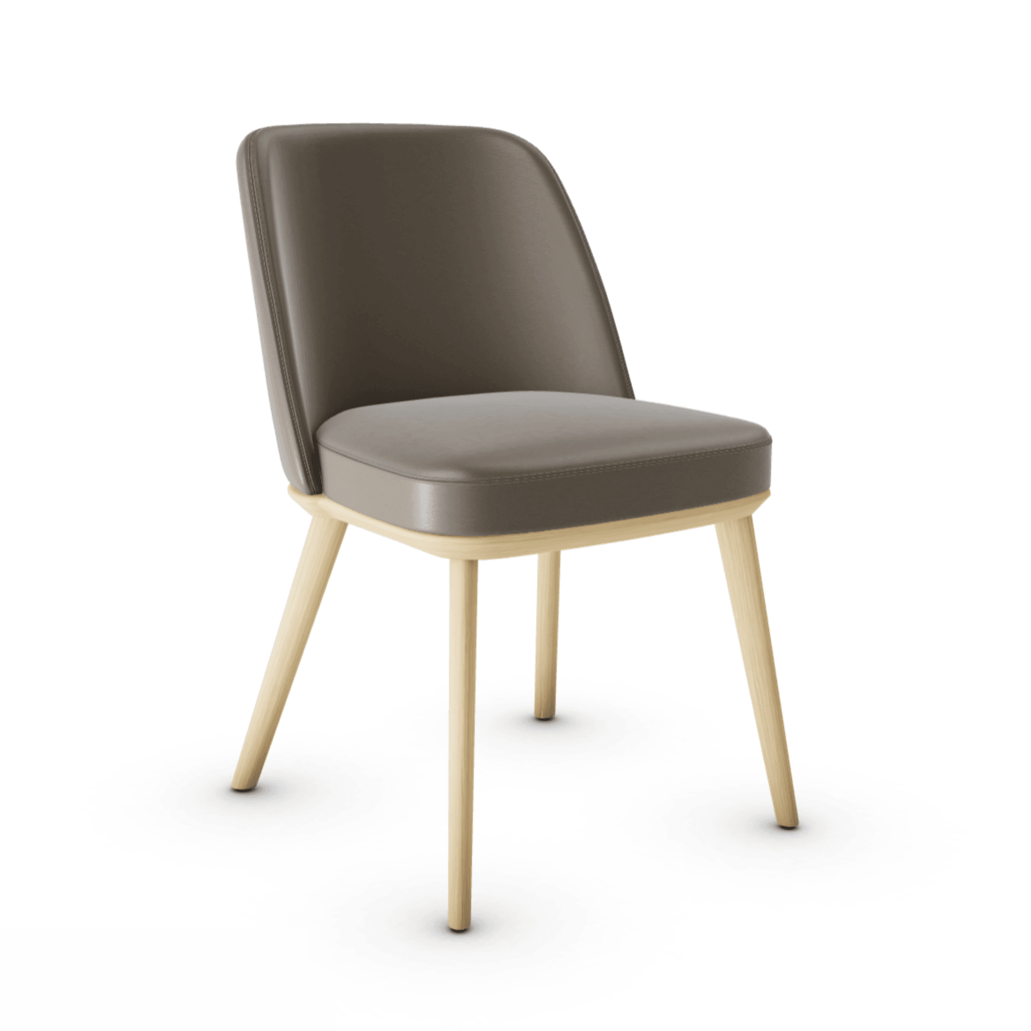 Krzesło skórzane FOYER jasnobrązowy z drewnianą podstawą Calligaris drewniana naturalny dąb Eye on Design
