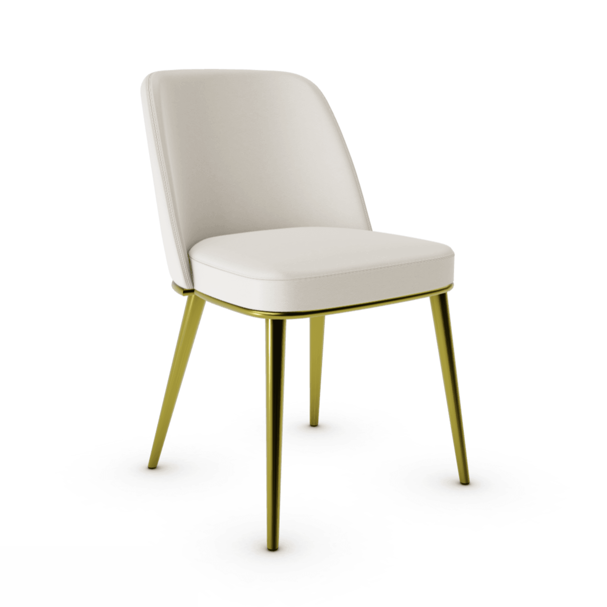 Krzesło skórzane FOYER kremowy z metalową podstawą Calligaris metalowa matowy mosiądz Eye on Design