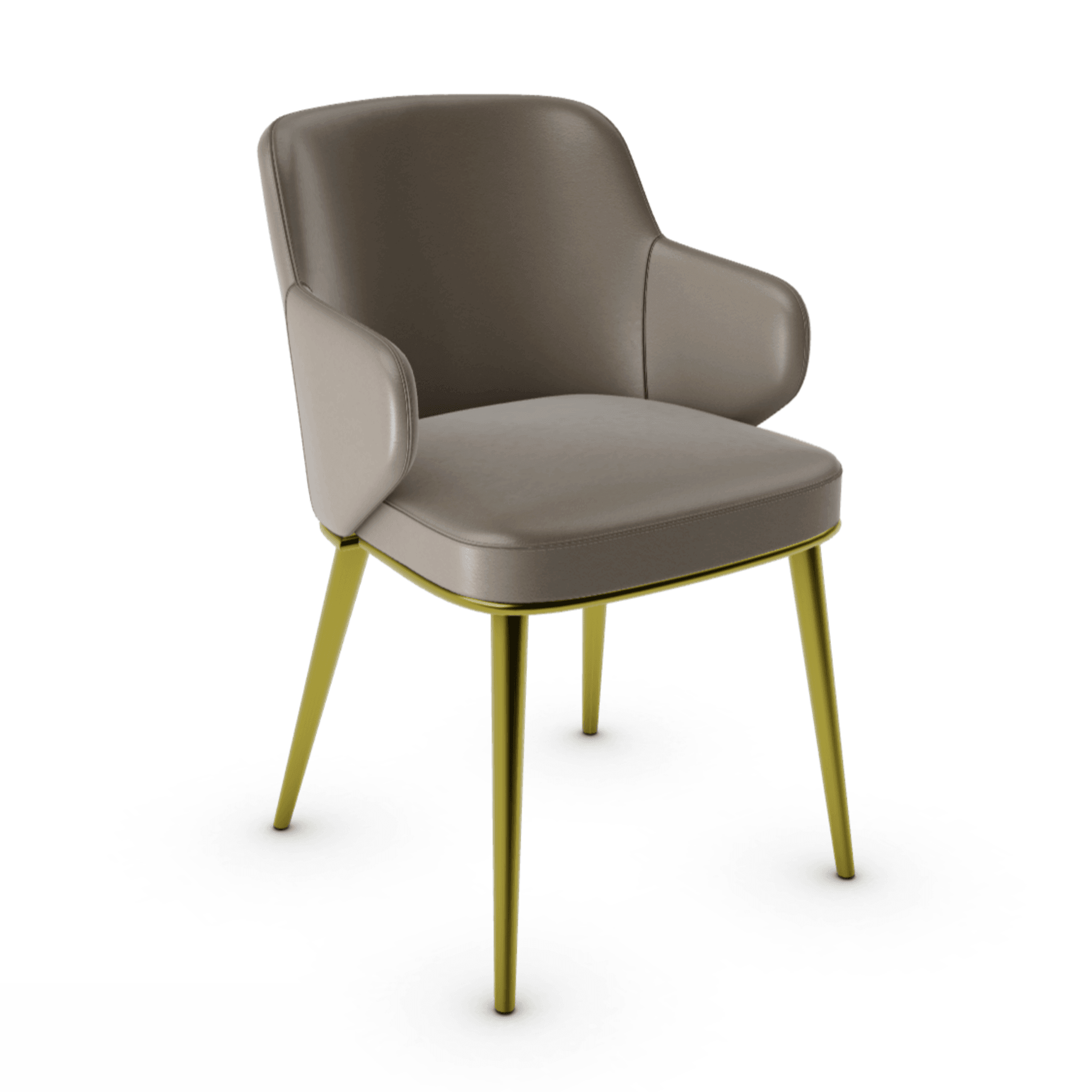 Krzesło skórzane z podłokietnikami FOYER ciemnoszary z metalową podstawą Calligaris metalowa matowy mosiądz Eye on Design