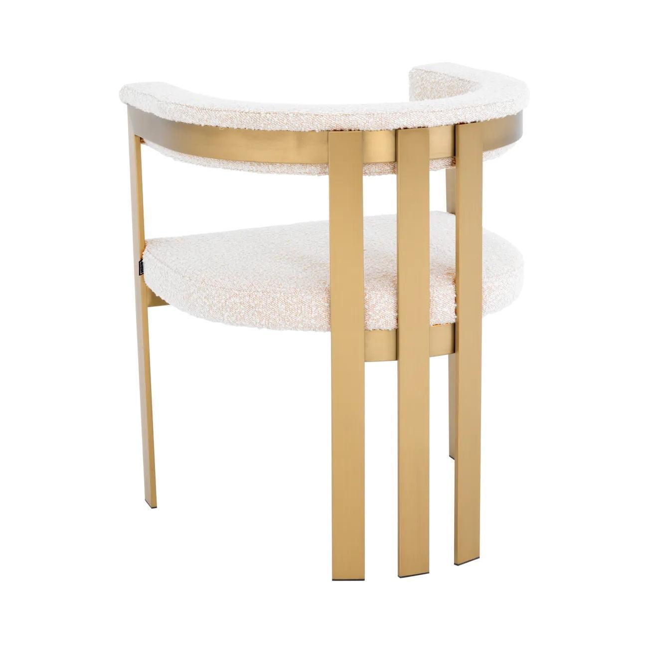 Krzesło w tkaninie boucle CLUBHOUSE kremowy z mosiężną podstawą Eichholtz Eye on Design