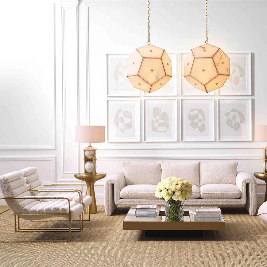 Krzesło w tkaninie boucle OLSEN kremowy z mosiężnym wykończeniem Eichholtz Eye on Design