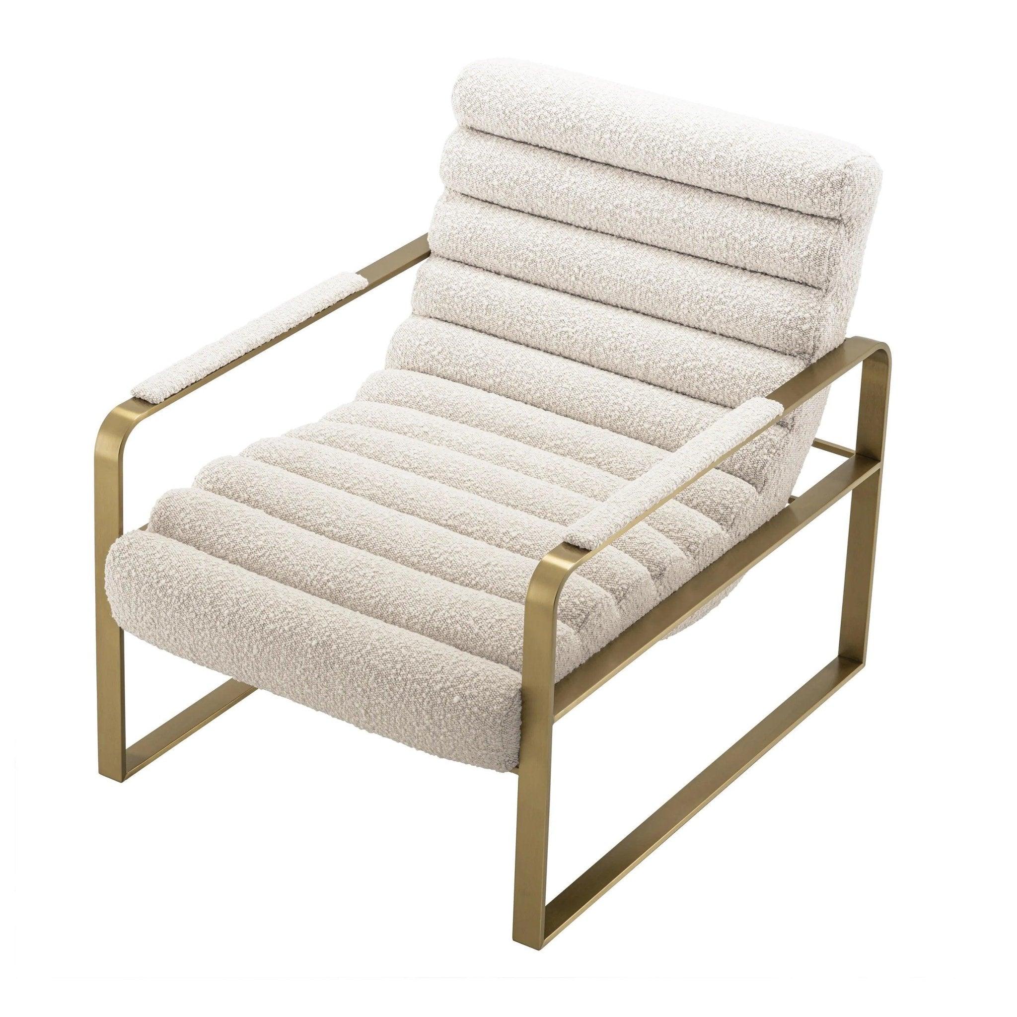 Krzesło w tkaninie boucle OLSEN kremowy z mosiężnym wykończeniem Eichholtz Eye on Design