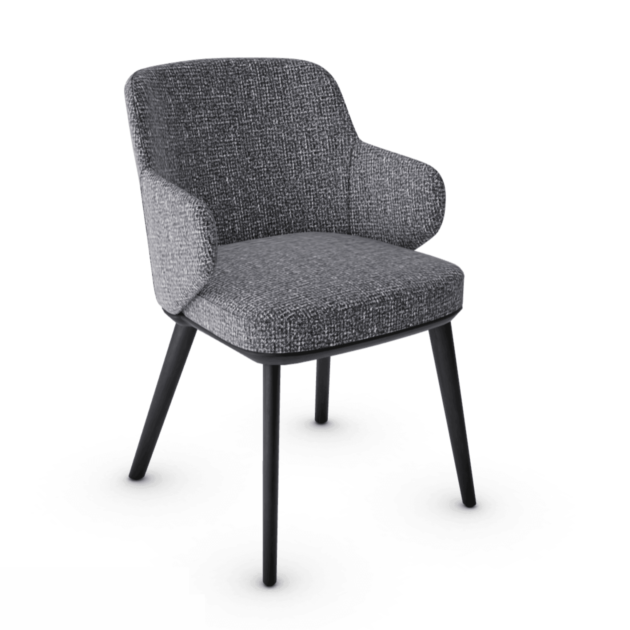 Krzesło z podłokietnikami FOYER boucle antracytowy z drewnianą podstawą Calligaris drewniana matowa czerń Eye on Design