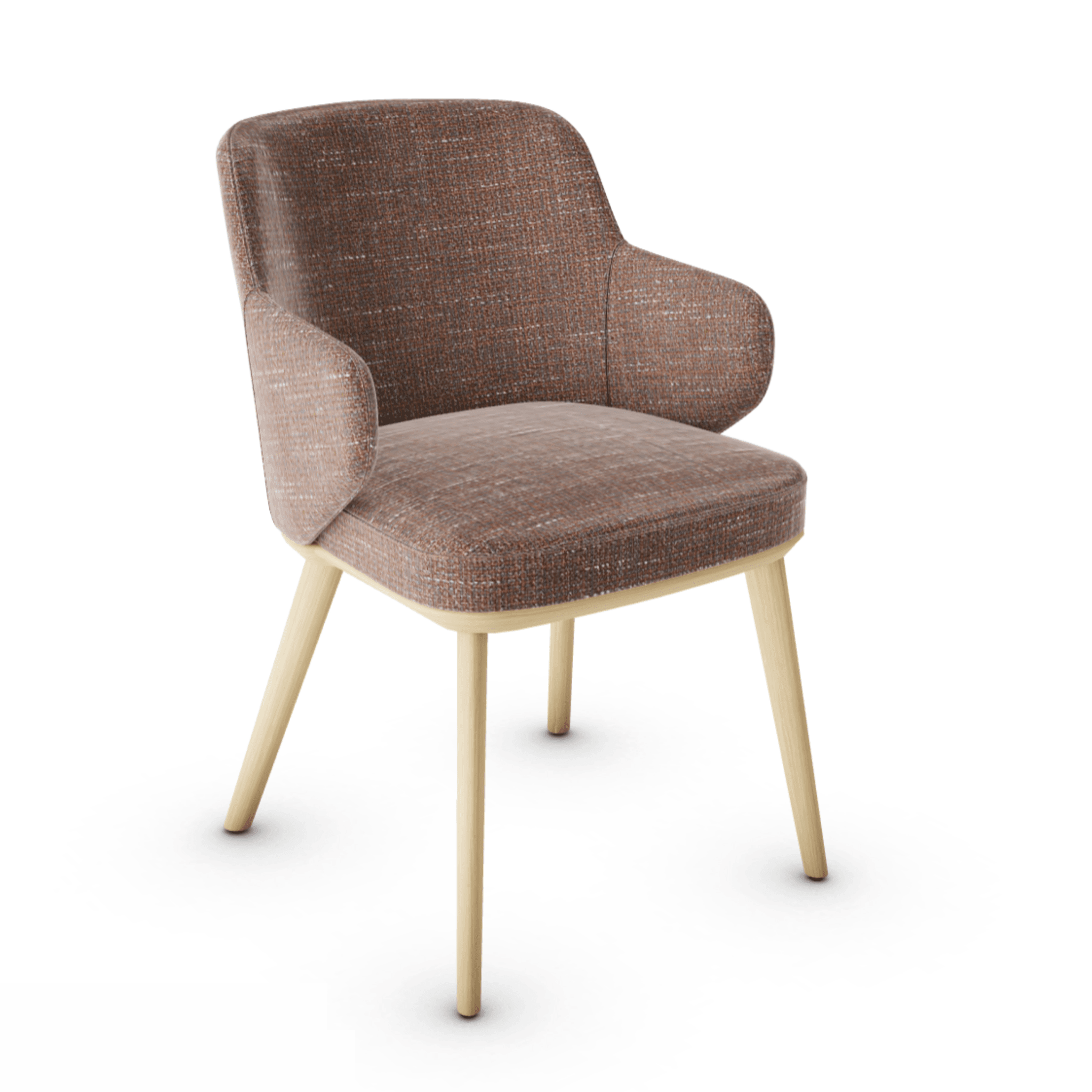 Krzesło z podłokietnikami FOYER boucle ceglany z drewnianą podstawą Calligaris drewniana naturalny dąb Eye on Design
