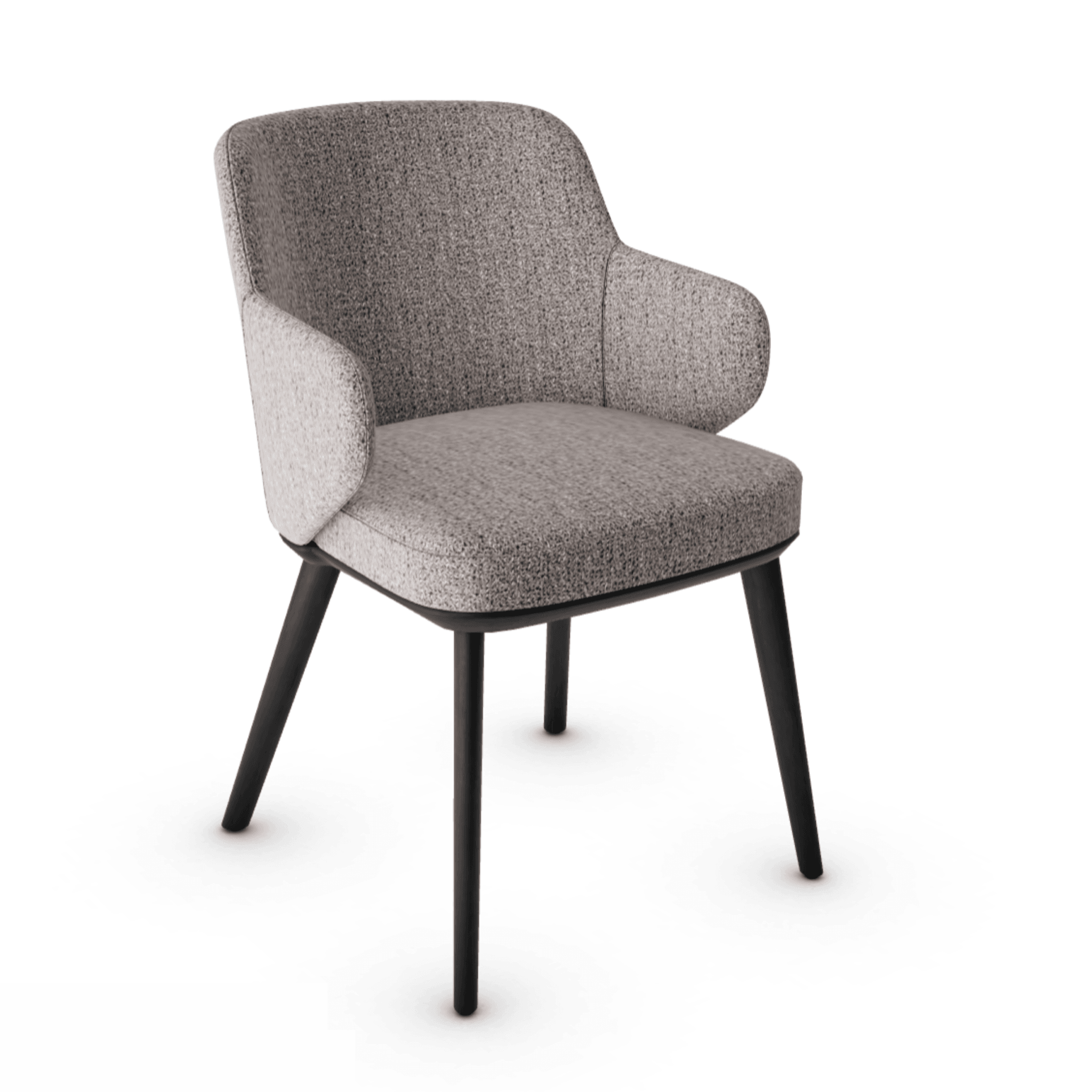 Krzesło z podłokietnikami FOYER boucle taupe z drewnianą podstawą Calligaris drewniana matowa czerń Eye on Design