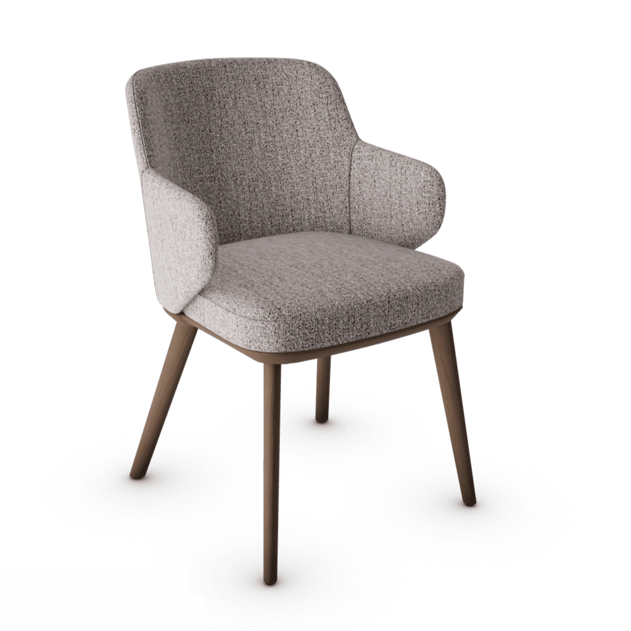 Krzesło z podłokietnikami FOYER boucle taupe z drewnianą podstawą Calligaris drewniana ciemnobrązowa Eye on Design