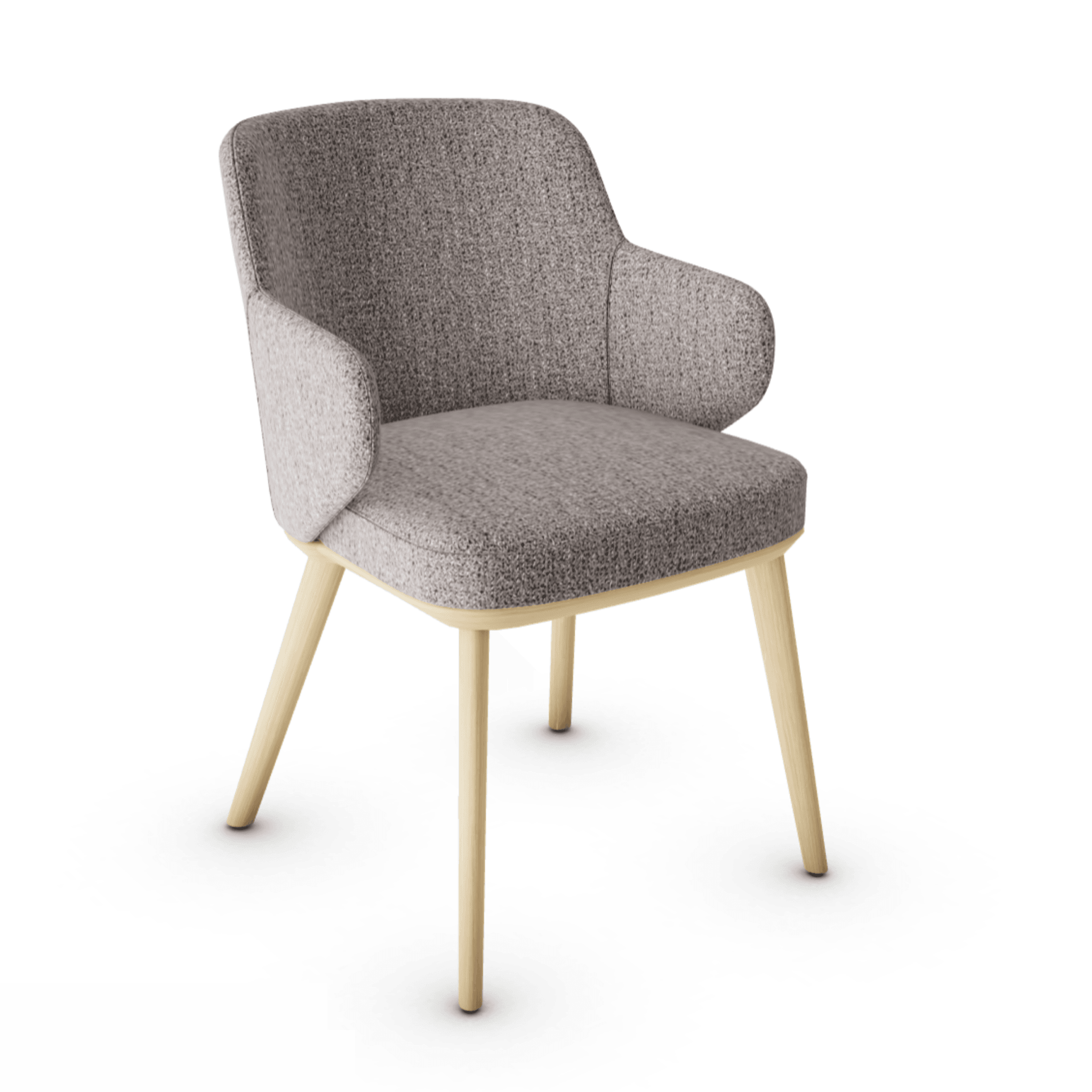 Krzesło z podłokietnikami FOYER boucle taupe z drewnianą podstawą Calligaris drewniana naturalny dąb Eye on Design