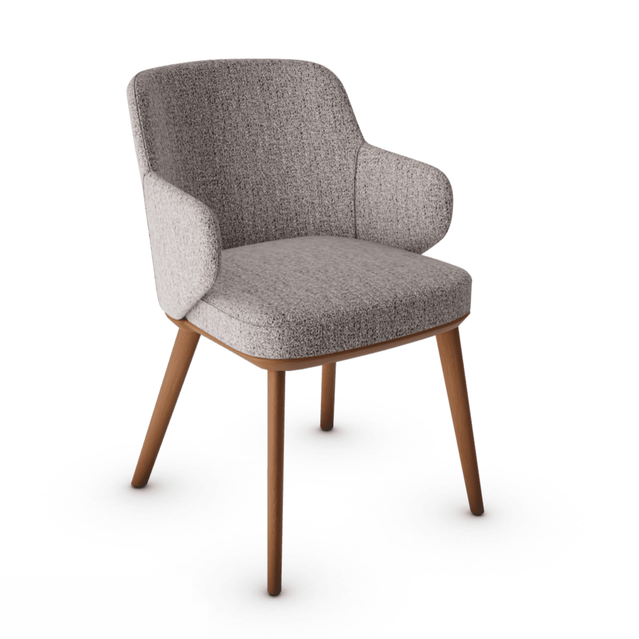 Krzesło z podłokietnikami FOYER boucle taupe z drewnianą podstawą Calligaris drewniana orzech włoski Eye on Design