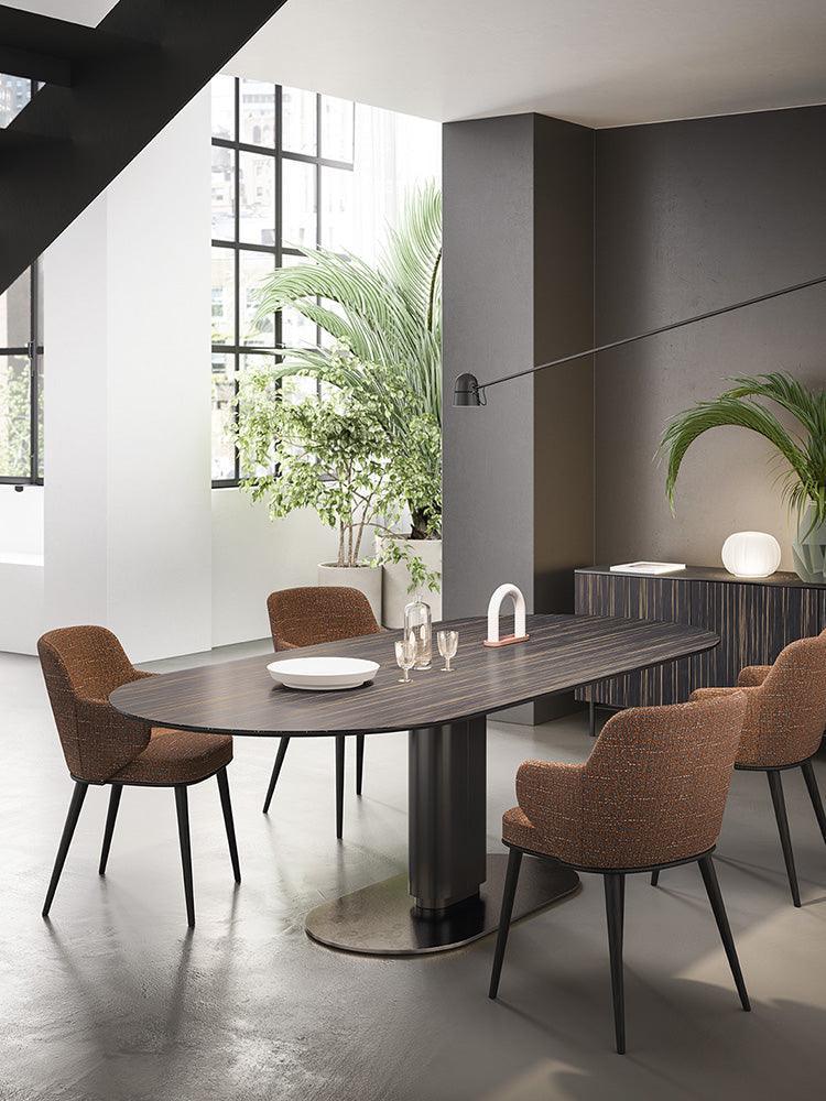 Krzesło z podłokietnikami FOYER ciemnobrązowy z drewnianą podstawą Calligaris Eye on Design