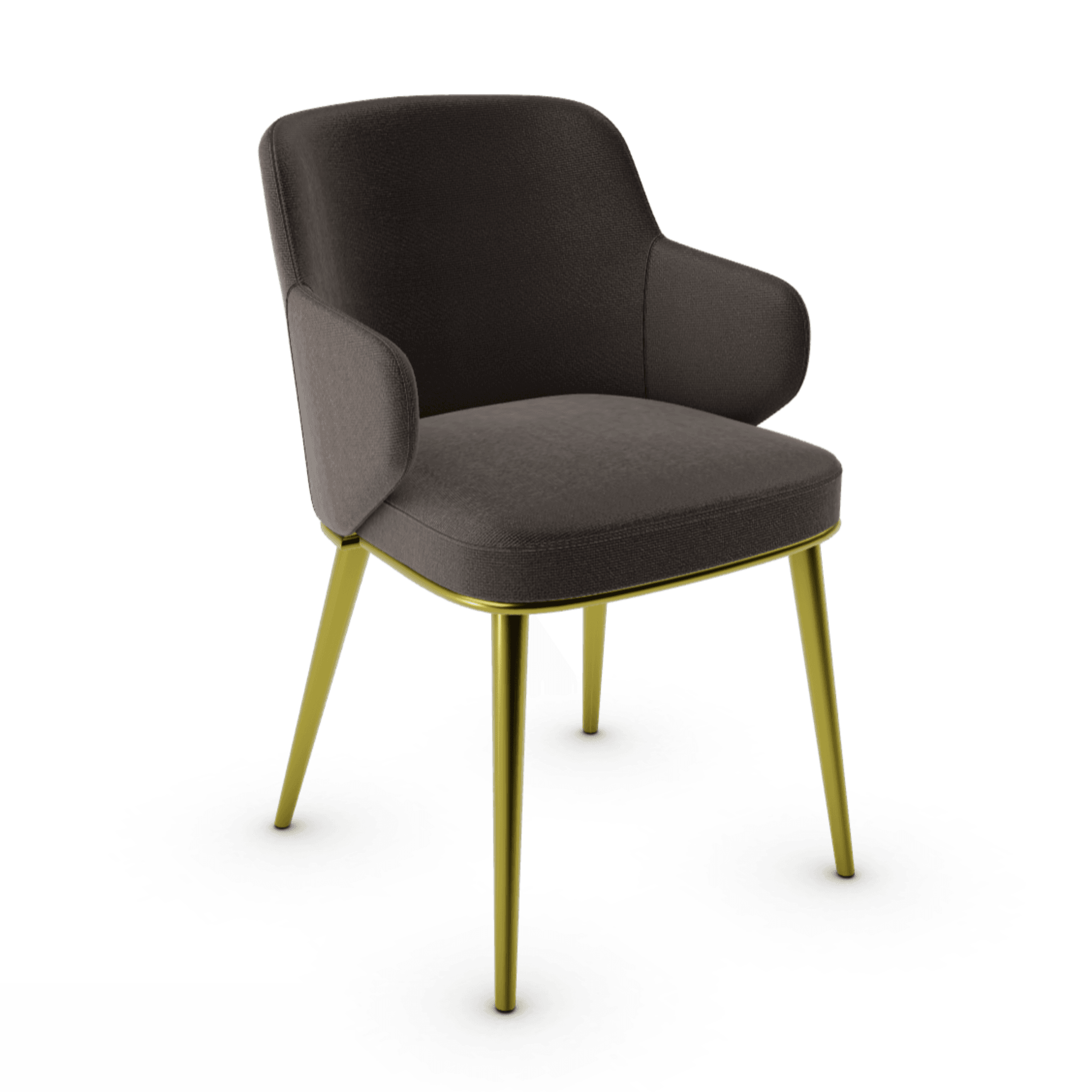 Krzesło z podłokietnikami FOYER ciemnobrązowy z metalową podstawą Calligaris metalowa matowy mosiądz Eye on Design