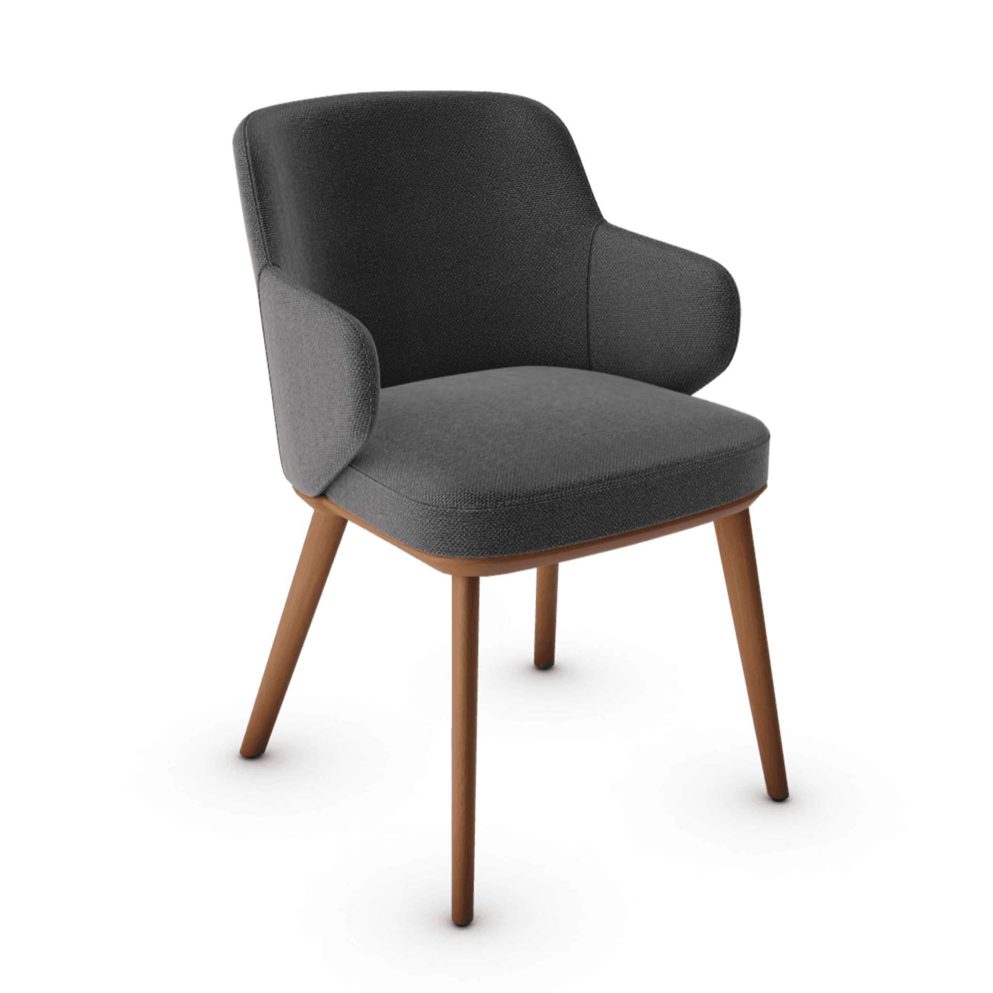 Krzesło z podłokietnikami FOYER ciemnoszary z drewnianą podstawą Calligaris drewniana orzech włoski Eye on Design