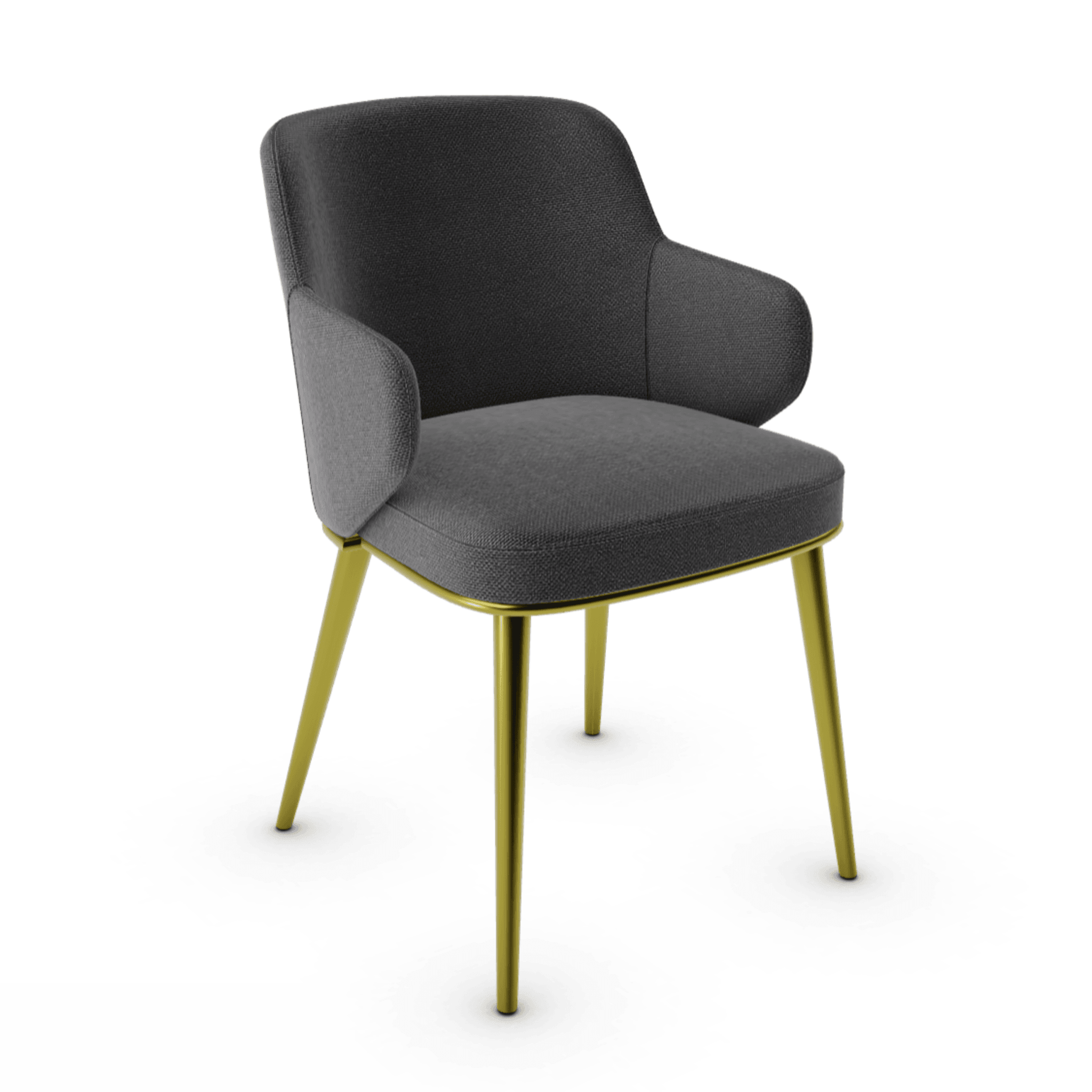 Krzesło z podłokietnikami FOYER ciemnoszary z metalową podstawą Calligaris metalowa matowy mosiądz Eye on Design