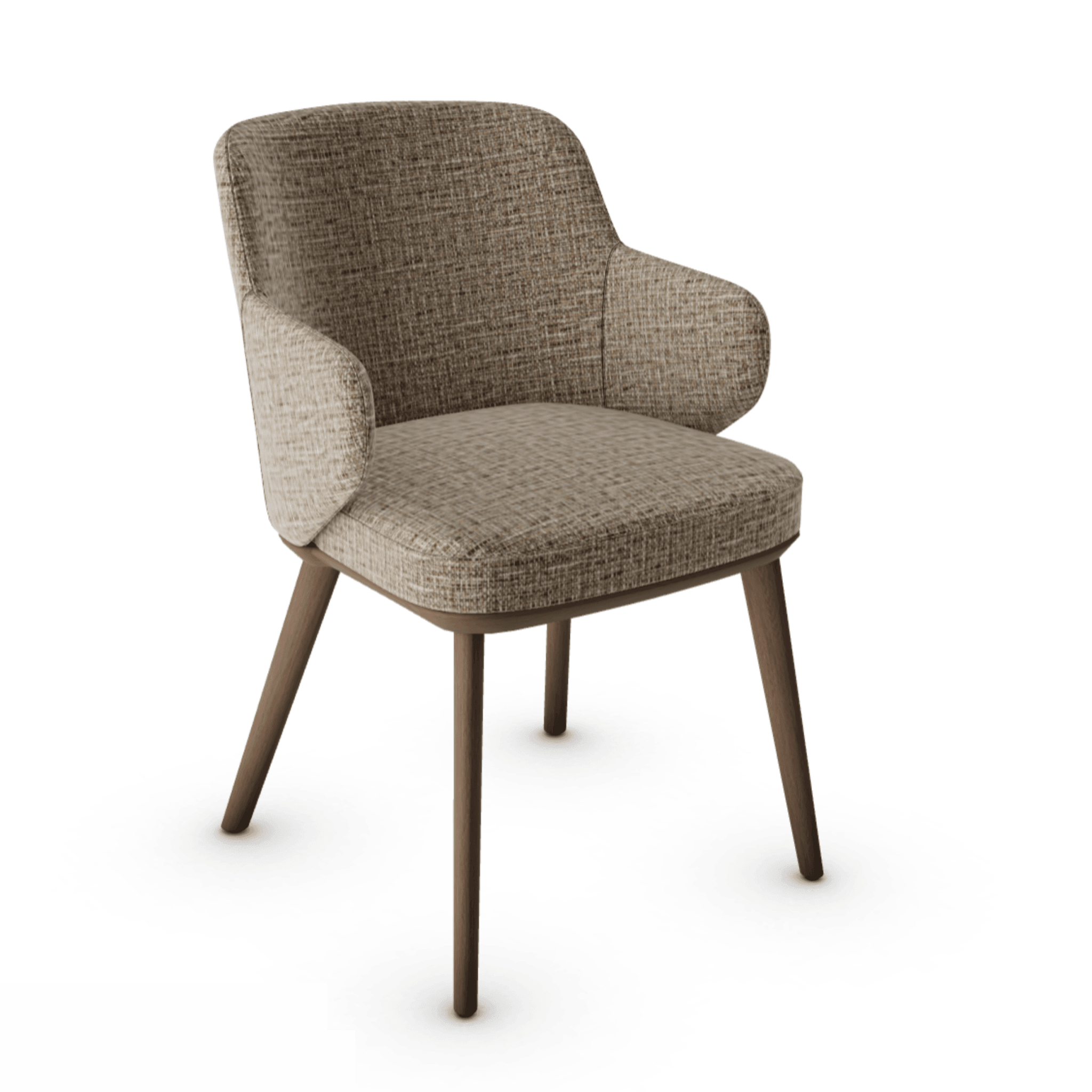 Krzesło z podłokietnikami FOYER melanż beżowy z drewnianą podstawą Calligaris drewniana ciemnobrązowa Eye on Design