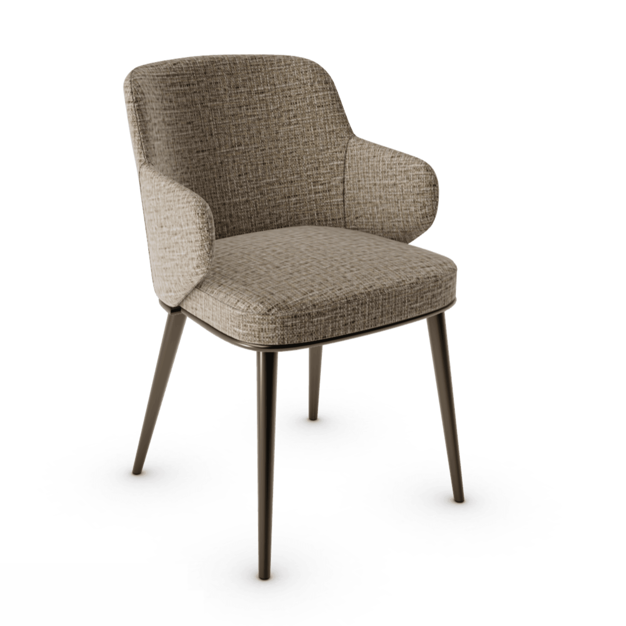 Krzesło z podłokietnikami FOYER melanż beżowy z metalową podstawą Calligaris metalowa matowy brąz Eye on Design