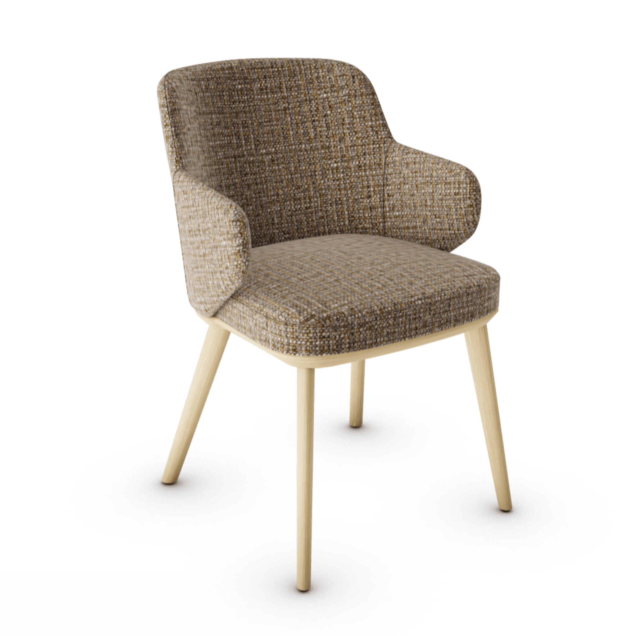 Krzesło z podłokietnikami FOYER melanż brązowy z drewnianą podstawą Calligaris drewniana naturalny dąb Eye on Design