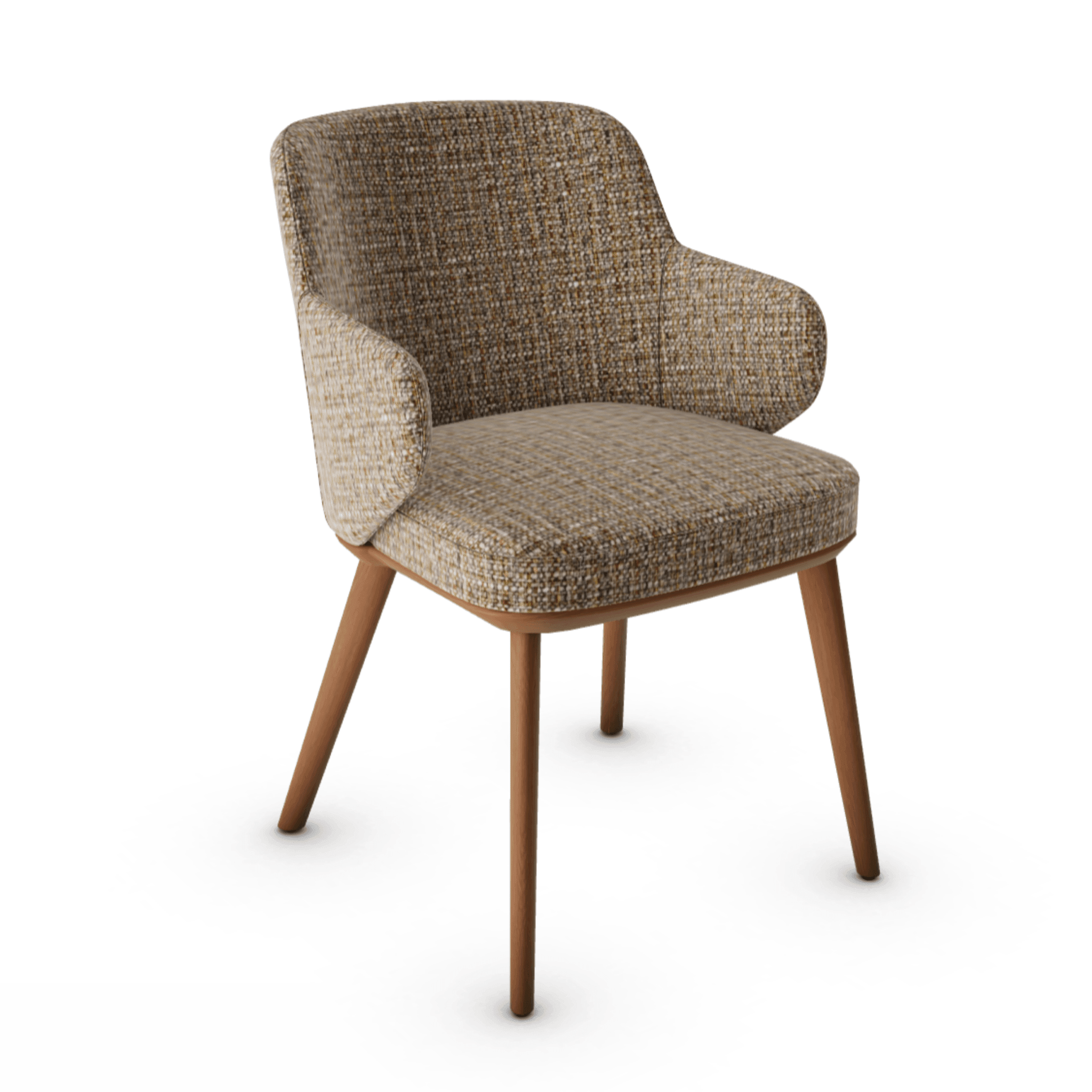 Krzesło z podłokietnikami FOYER melanż brązowy z drewnianą podstawą Calligaris drewniana orzech włoski Eye on Design