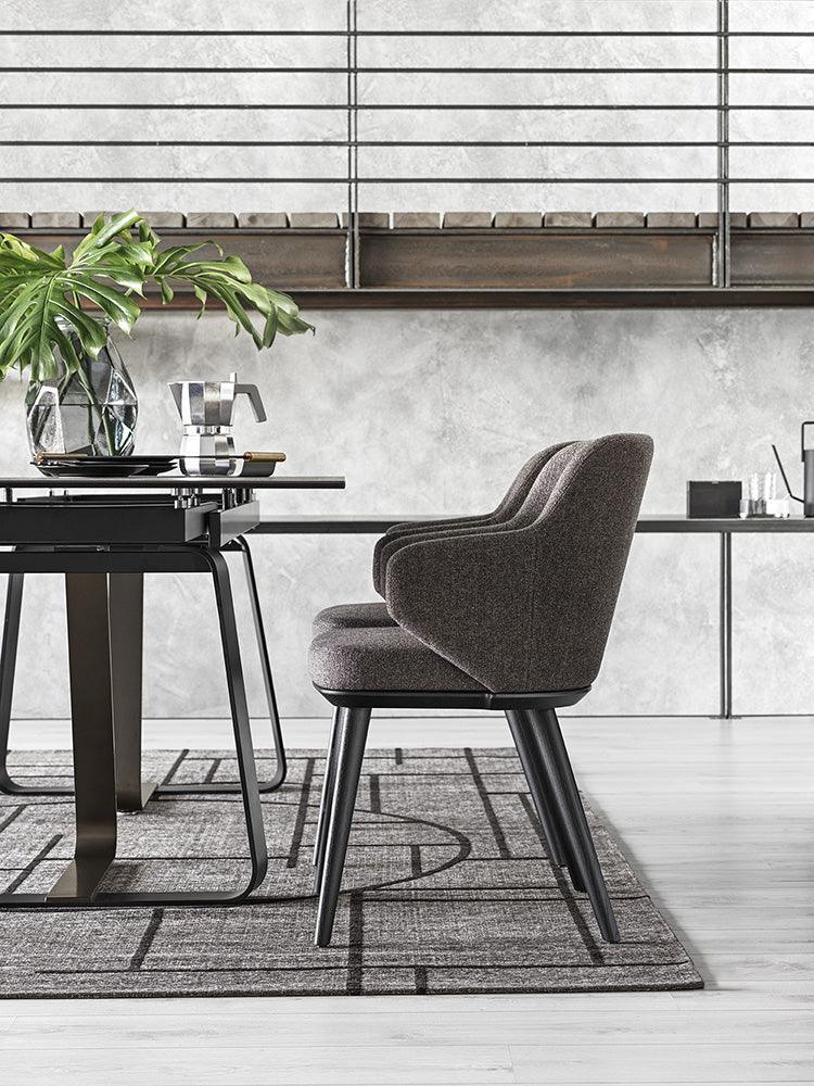 Krzesło z podłokietnikami FOYER melanż szary z drewnianą podstawą Calligaris Eye on Design