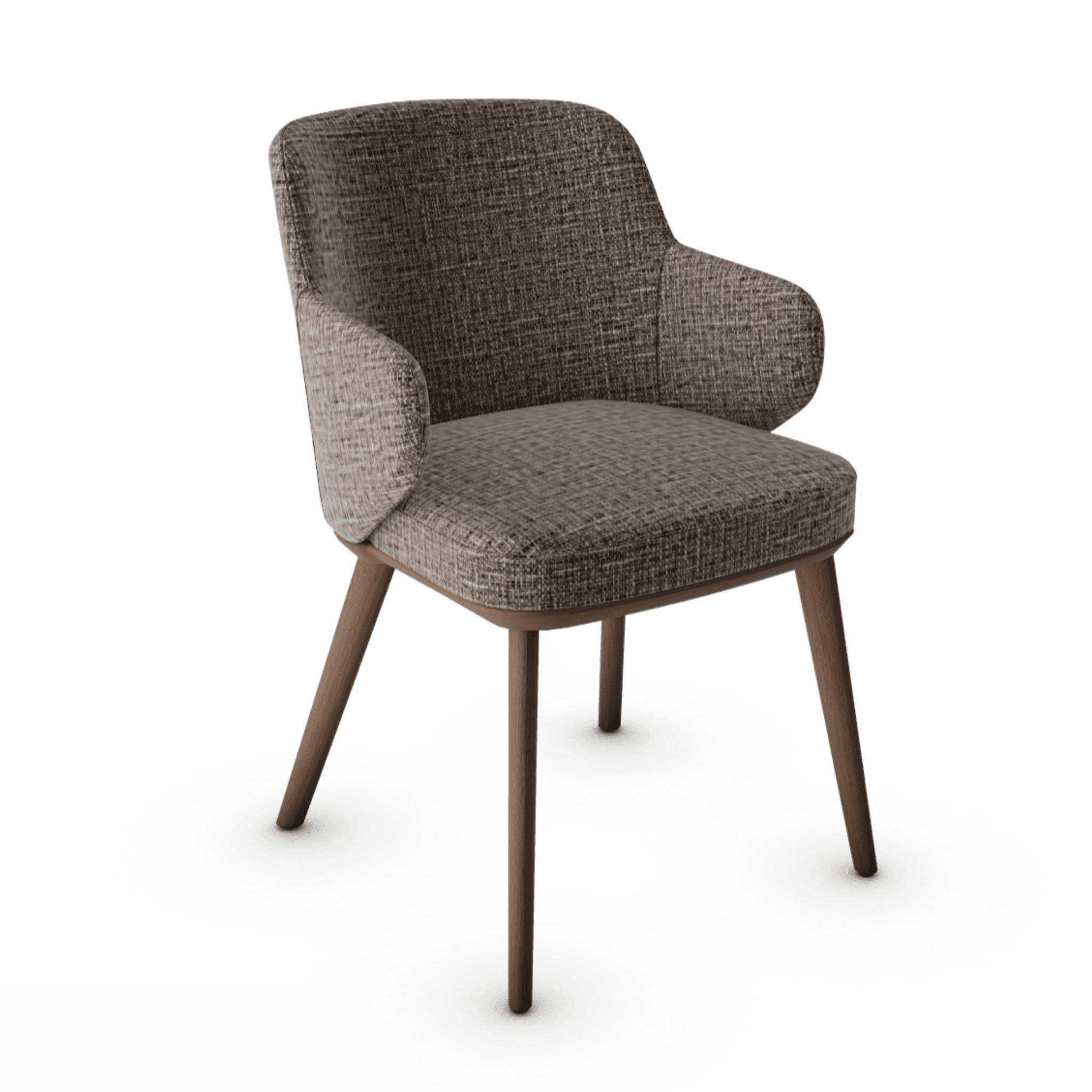 Krzesło z podłokietnikami FOYER melanż szary z drewnianą podstawą Calligaris drewniana ciemnobrązowa Eye on Design