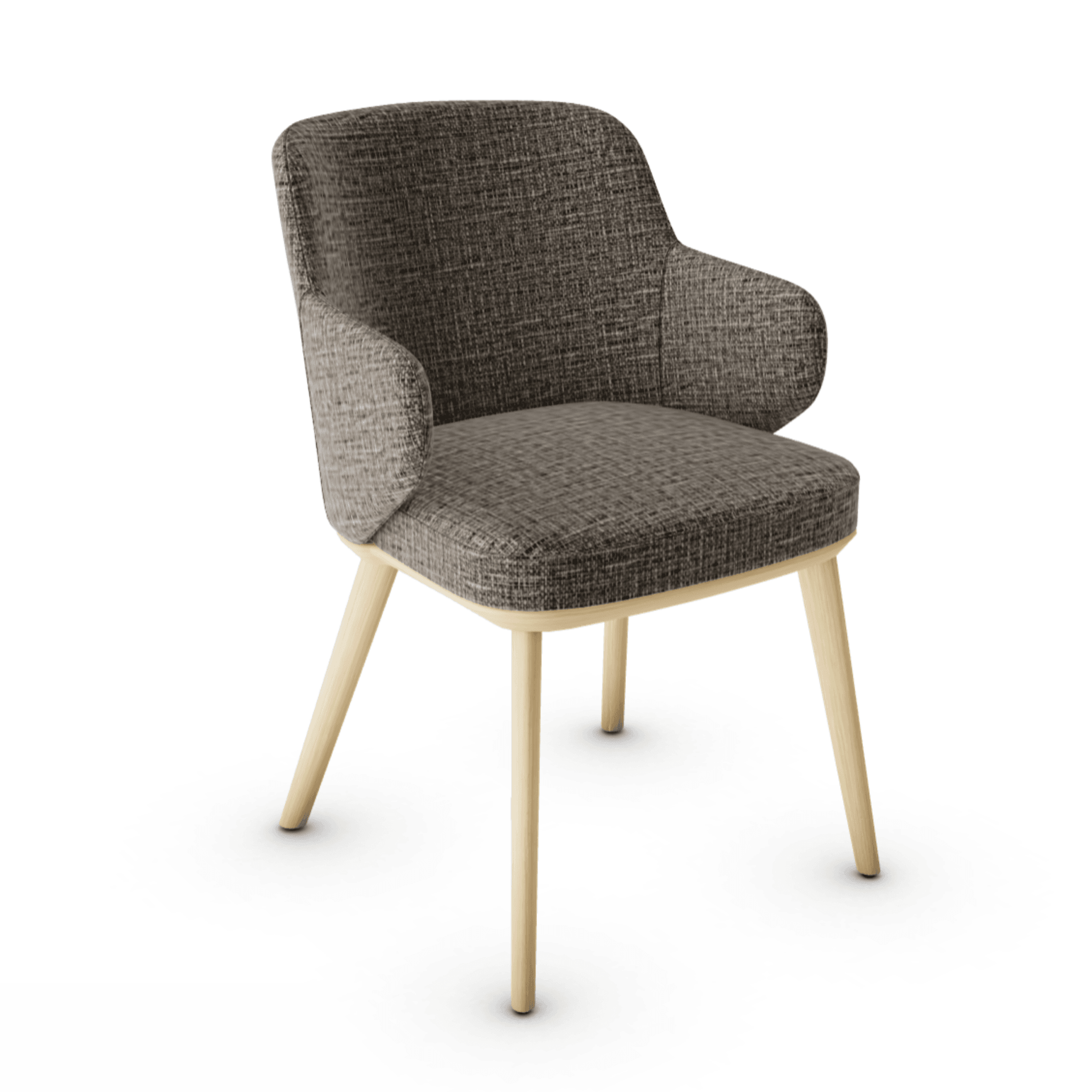 Krzesło z podłokietnikami FOYER melanż szary z drewnianą podstawą Calligaris drewniana naturalny dąb Eye on Design