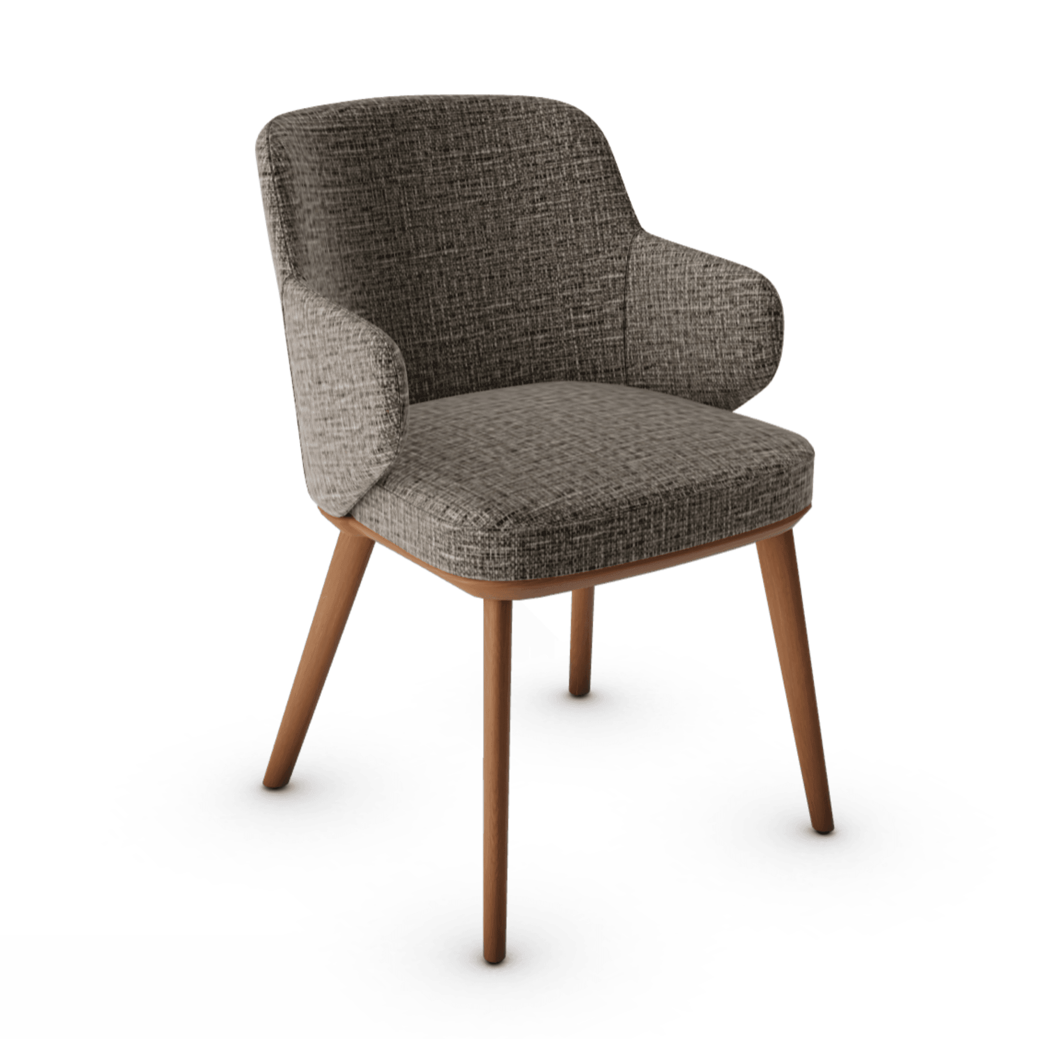 Krzesło z podłokietnikami FOYER melanż szary z drewnianą podstawą Calligaris drewniana orzech włoski Eye on Design