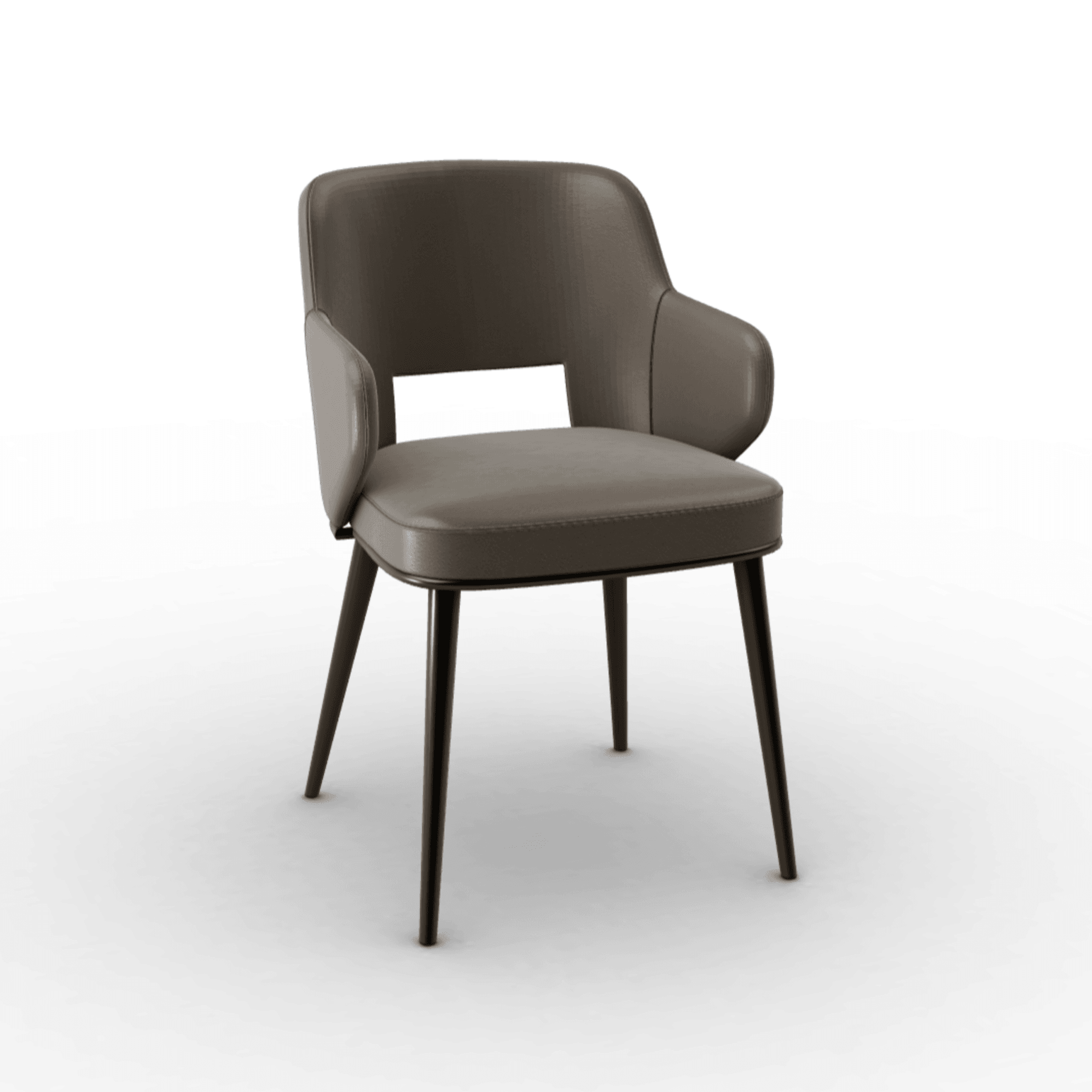 Krzesło z podłokietnikami FOYER skóra ciemnoszary z metalową podstawą Calligaris matowy brąz Eye on Design