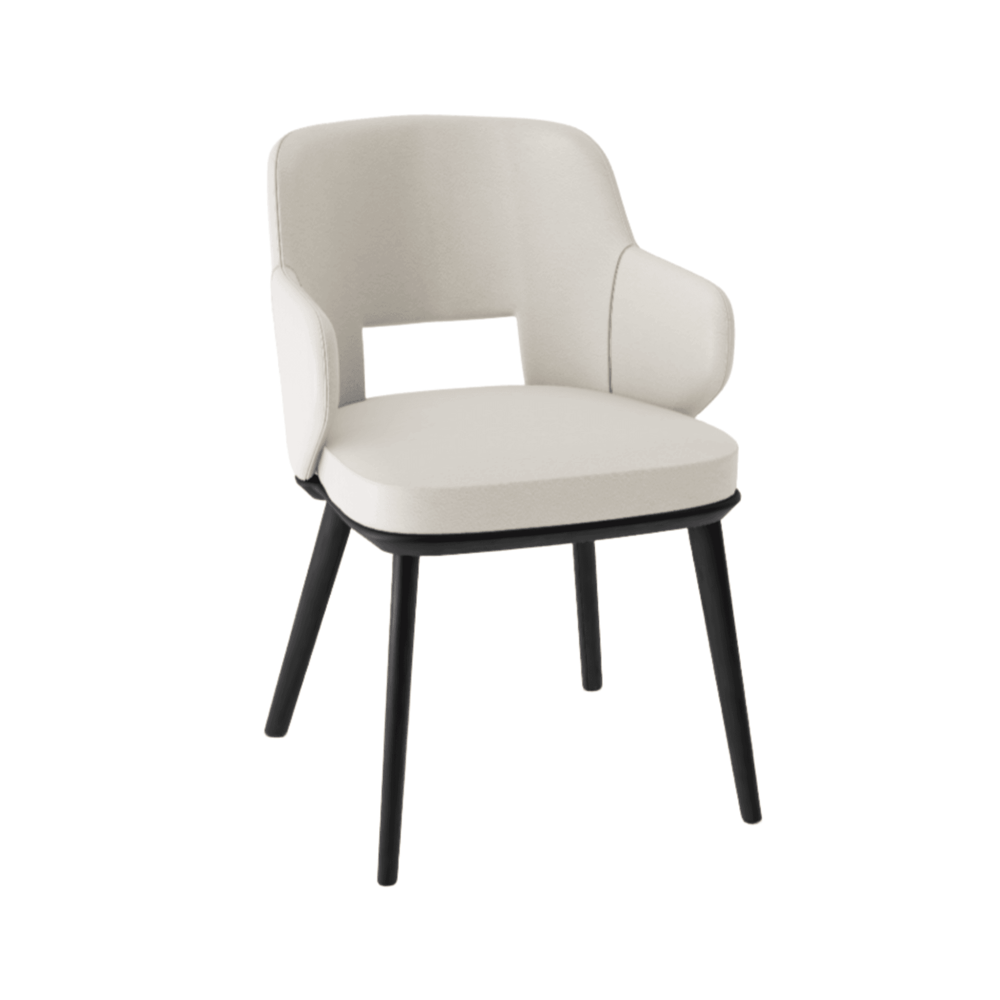 Krzesło z podłokietnikami FOYER skóra kremowy z drewnianą podstawą Calligaris matowa czerń Eye on Design