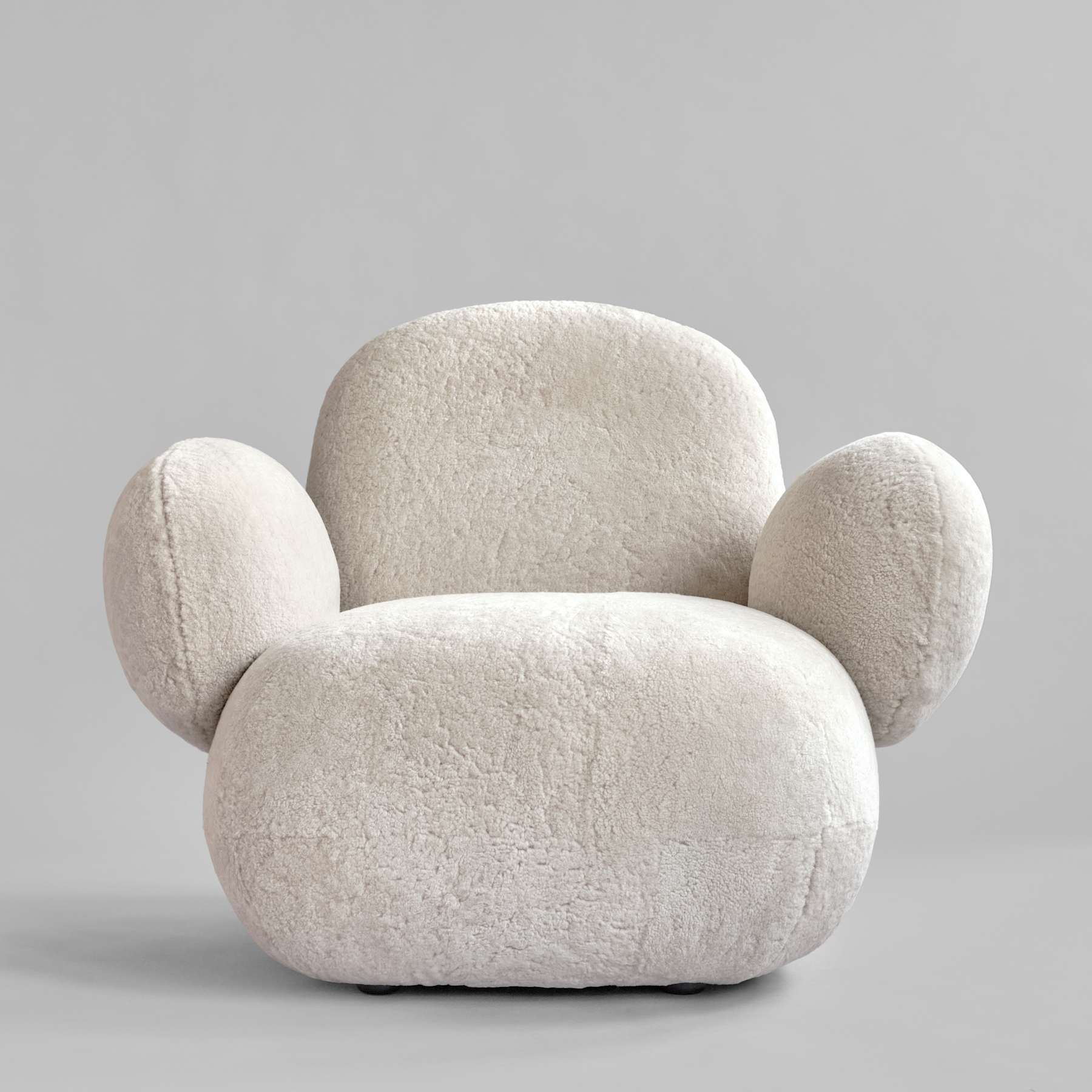 Sheepskin fabric armchair TOE FLAT broken white
