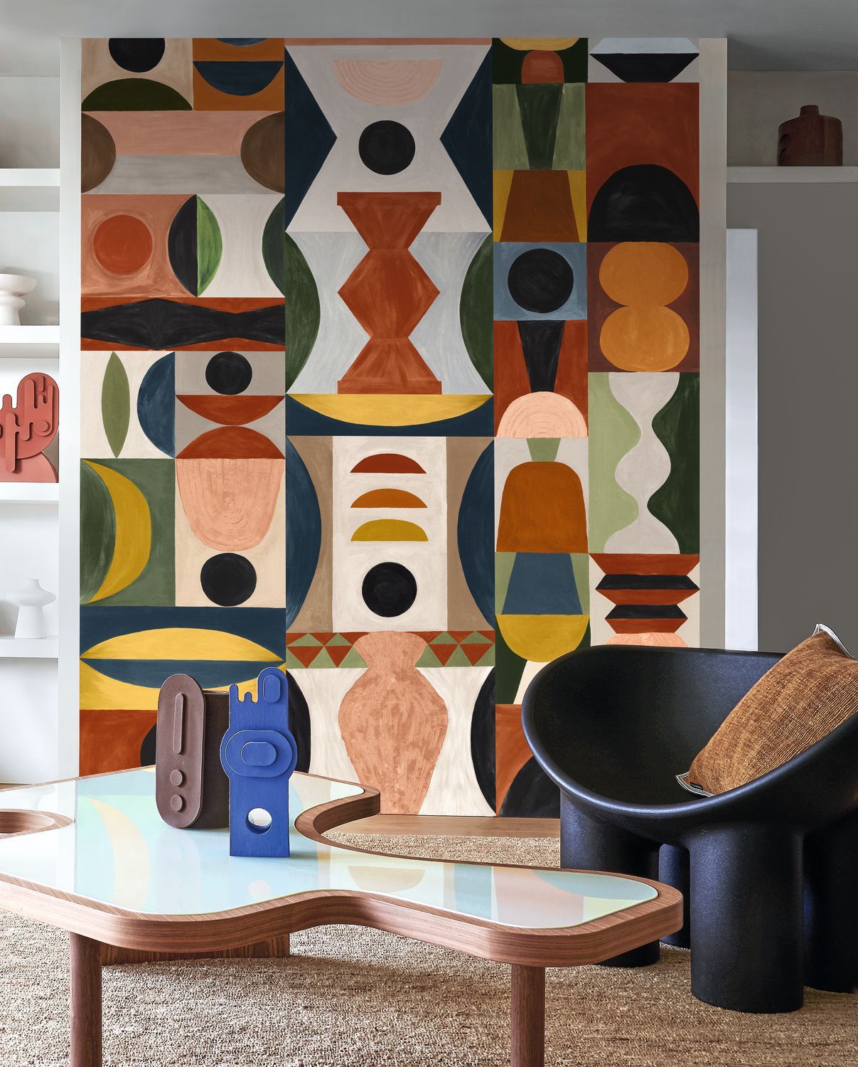 Mural z geometrycznym wzorem MODELAGE - MULTICO wielokolorowy – Casamance