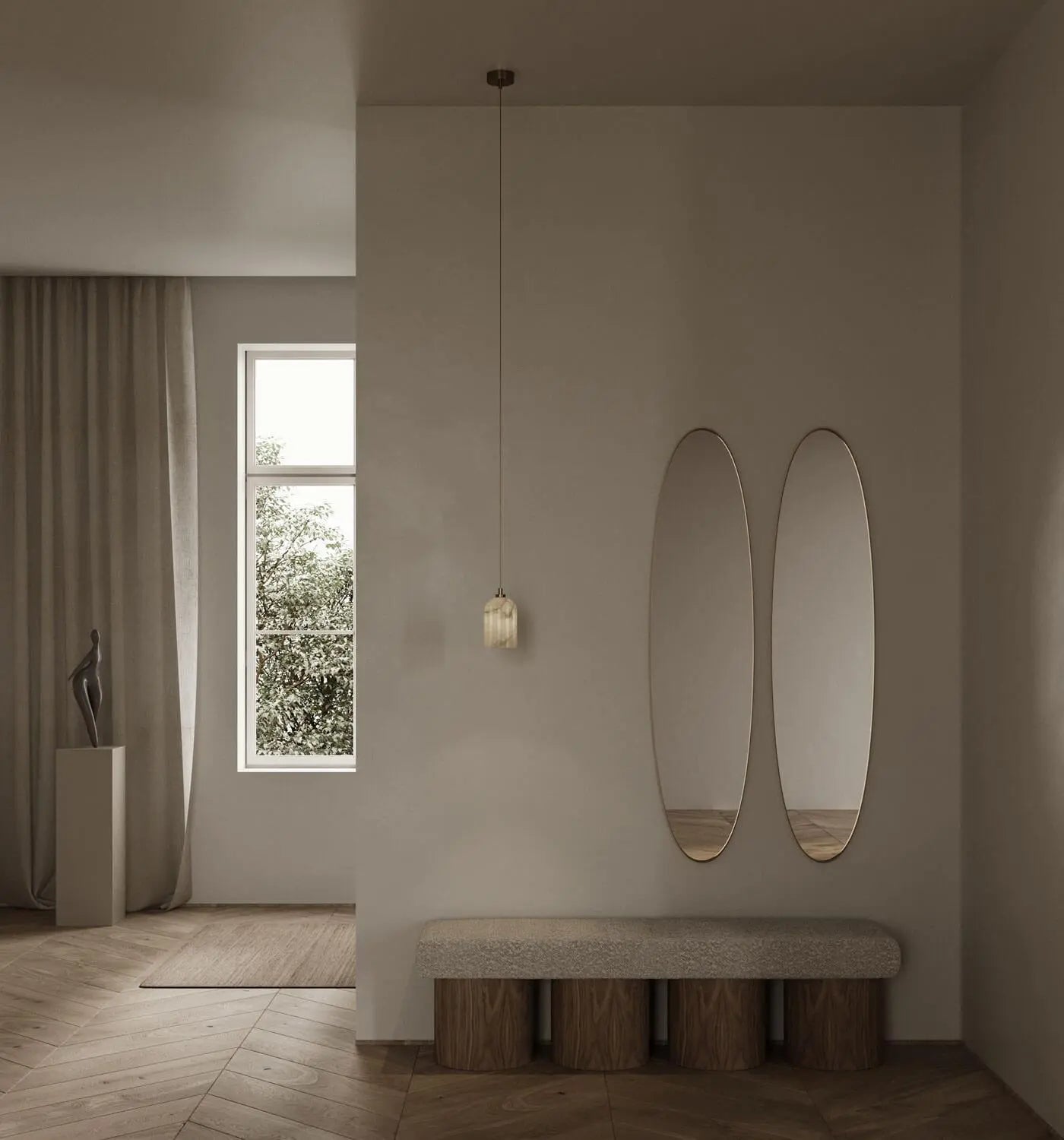 Lampa alabastrowa wisząca URANIA nikiel – styl minimalistyczny