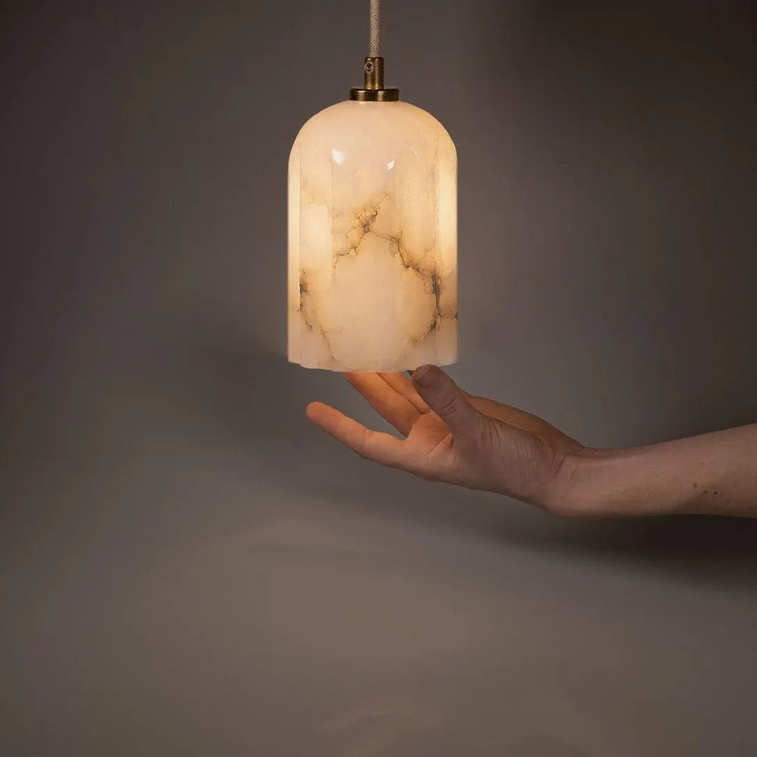 Lampa alabastrowa wisząca URANIA nikiel – styl minimalistyczny
