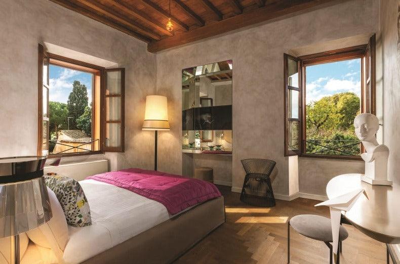 Lampa podłogowa AUDREY biały z musztardowym wykończeniem Contardi Eye on Design