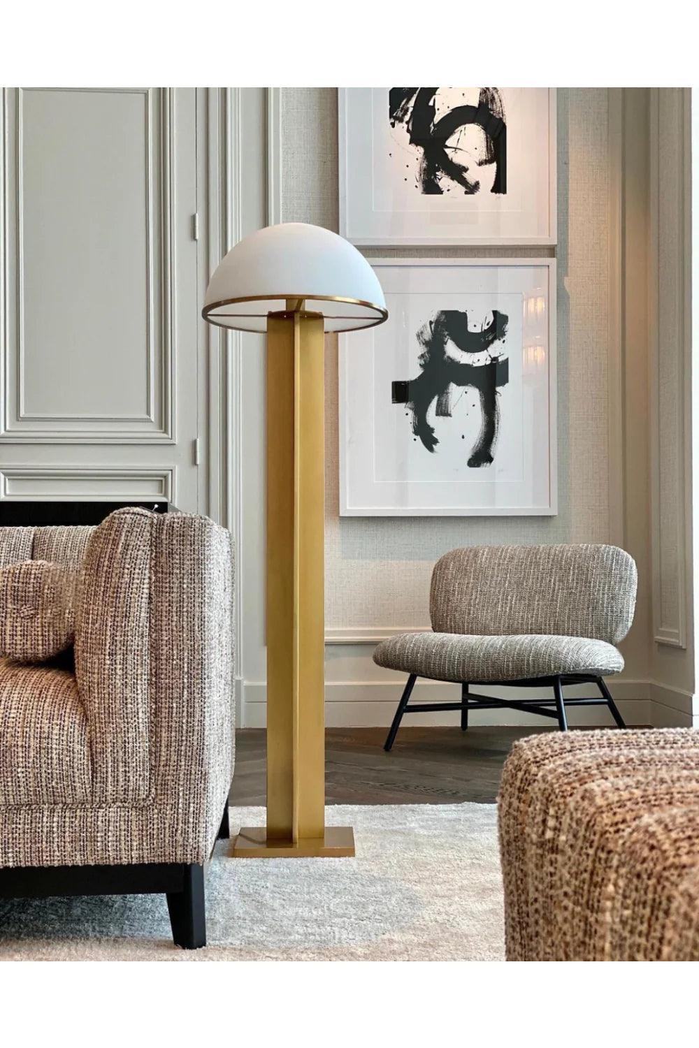 Lampa podłogowa BERKLEY mosiężny z białym kloszem Eichholtz Eye on Design