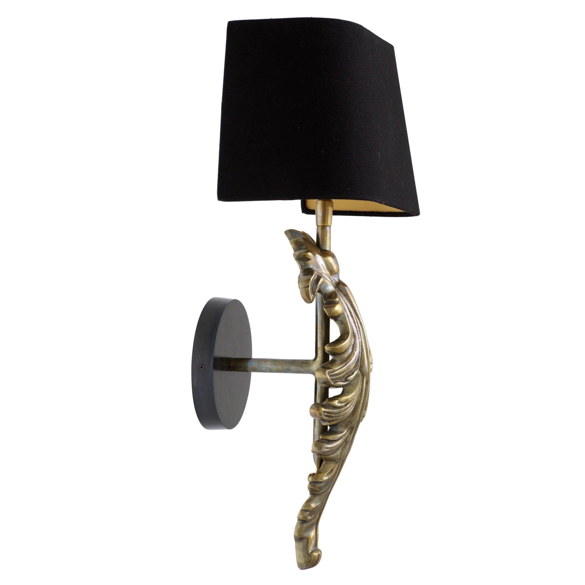 Lampa ścienna BEAU SITE postarzany mosiądz z czarnym kloszem Eichholtz Eye on Design