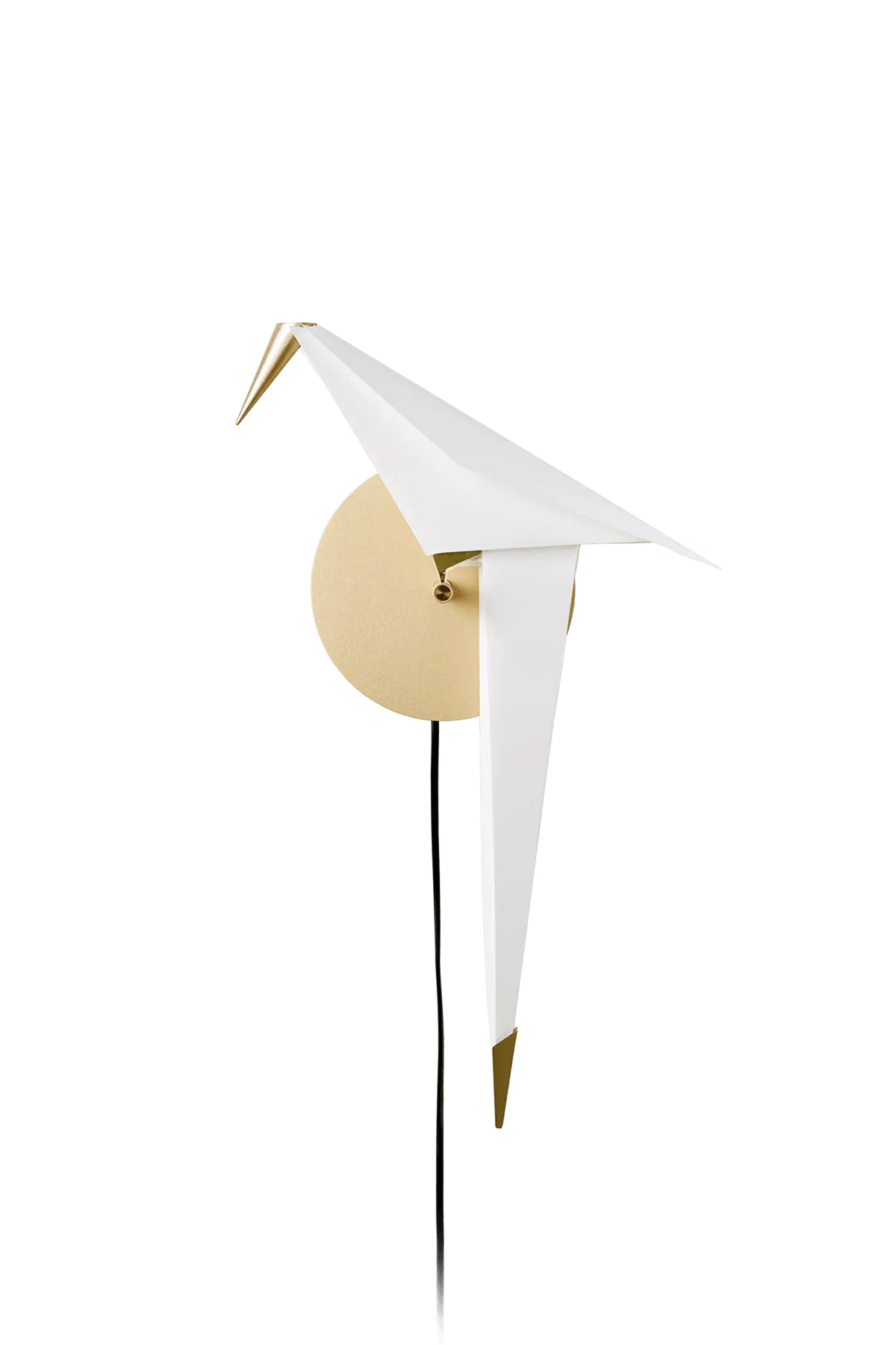 Lampa ścienna PERCH biały ze złotym wykończeniem – mosiądz