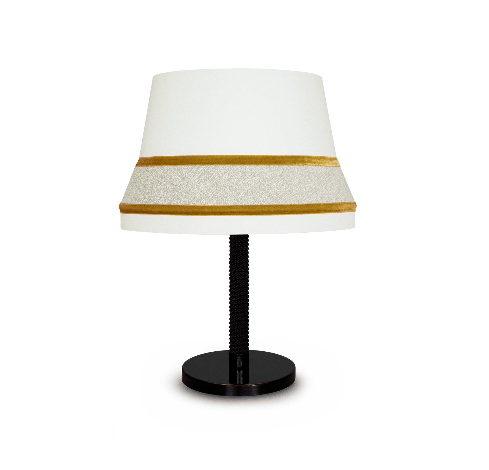 Lampa stołowa AUDREY biały z musztardowym wykończeniem – Contardi