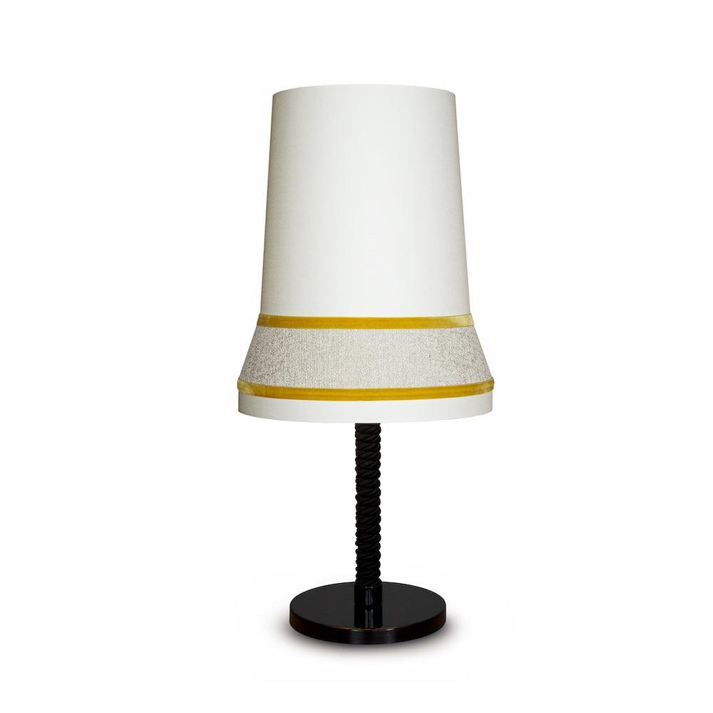 Lampa stołowa AUDREY biały z musztardowym wykończeniem – Contardi