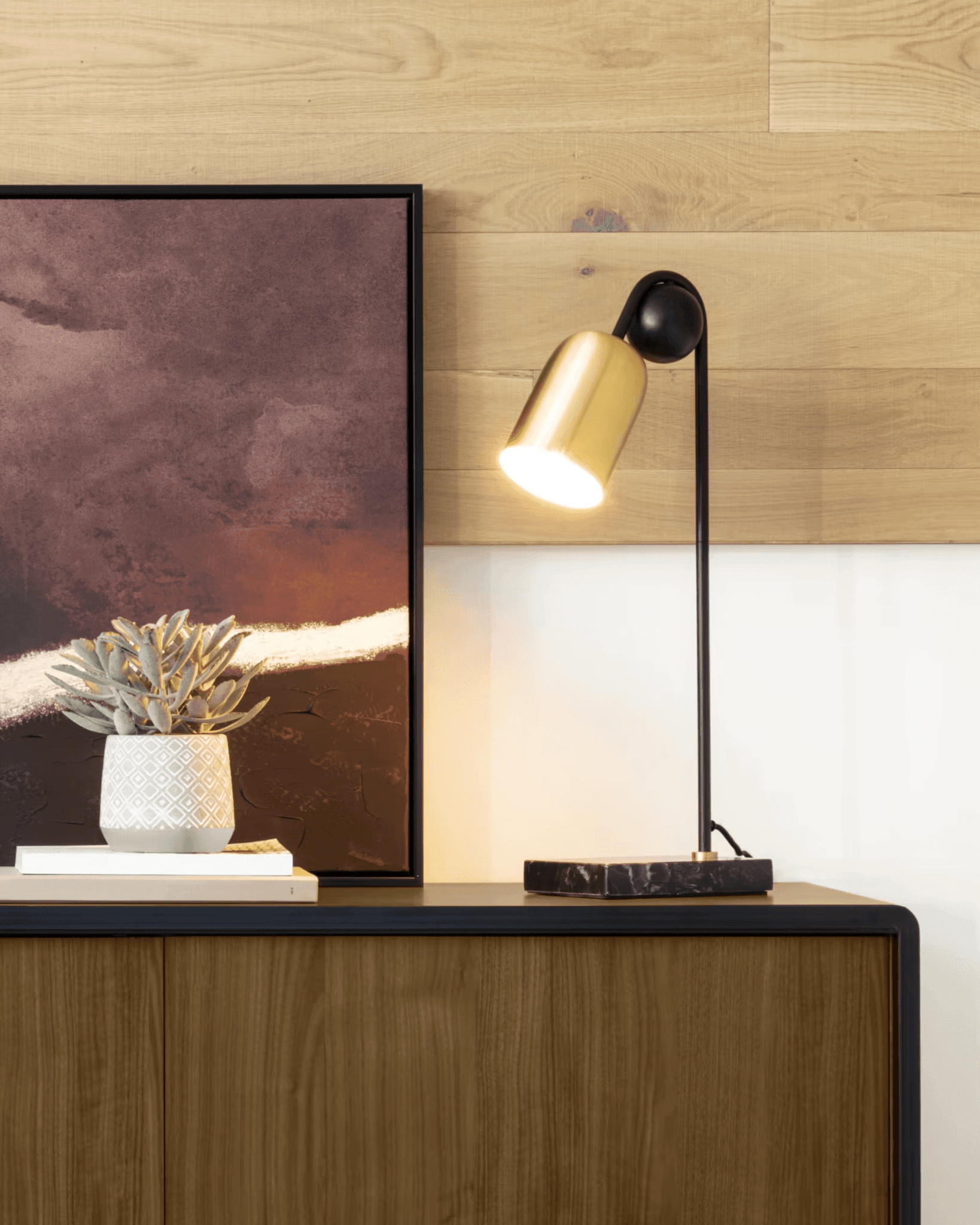 Lampa stołowa NATSUMI czarny z mosiężnym wykończeniem La Forma Eye on Design