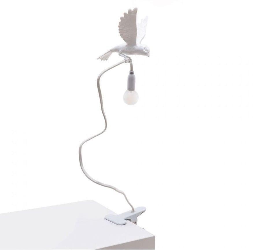 Lampa stołowa z zaciskiem SPARROW LANDING biały Seletti Eye on Design