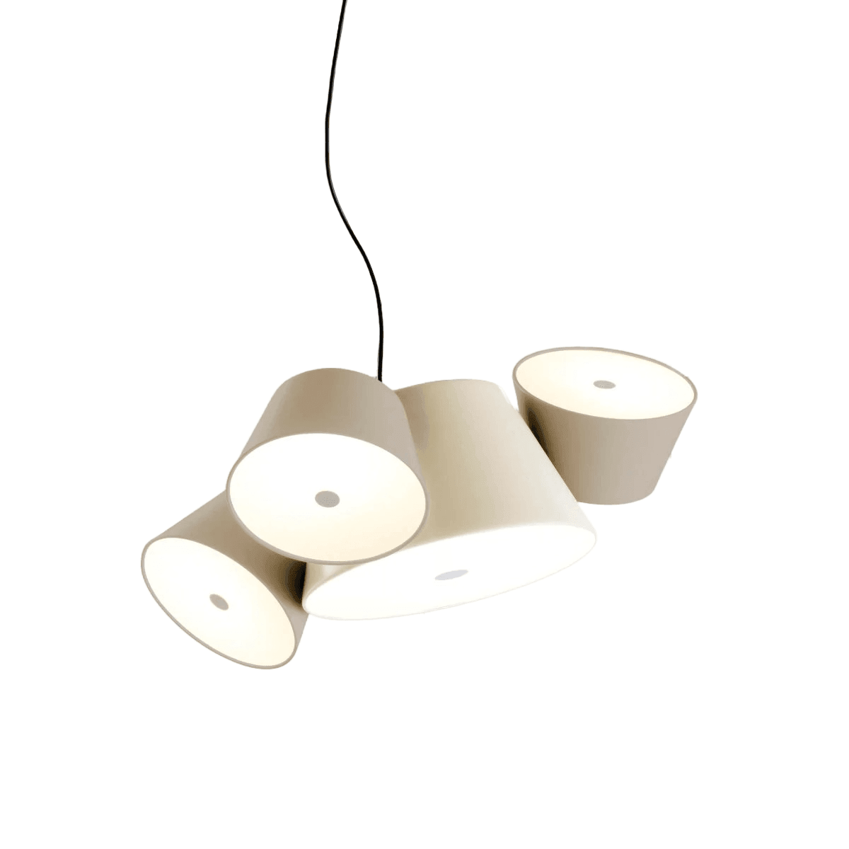 Lampa wisząca okrągła TAM TAM biały z piaskowymi kloszami Marset Eye on Design