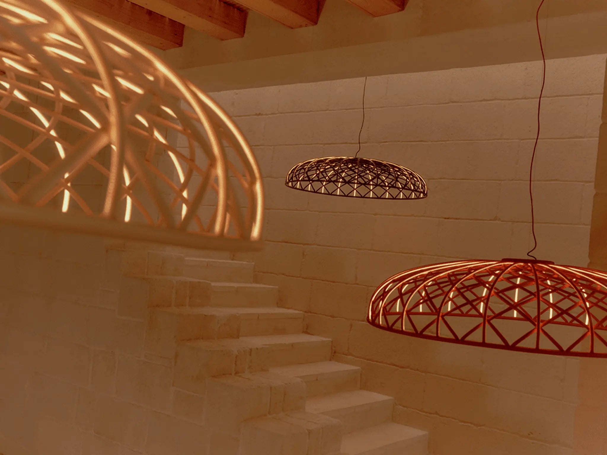Lampa wisząca SKYNEST ceglasta czerwień – plecionka, Flos